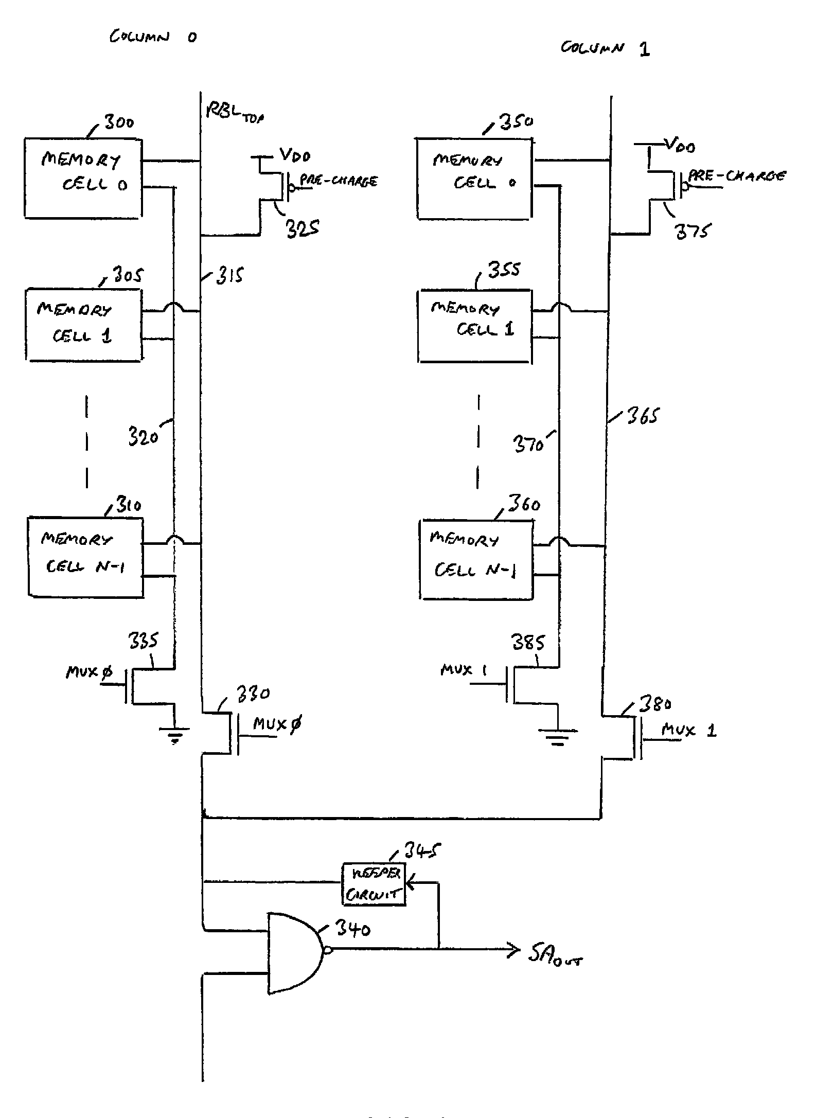 Memory device and method of controlling leakage current within such a memory device