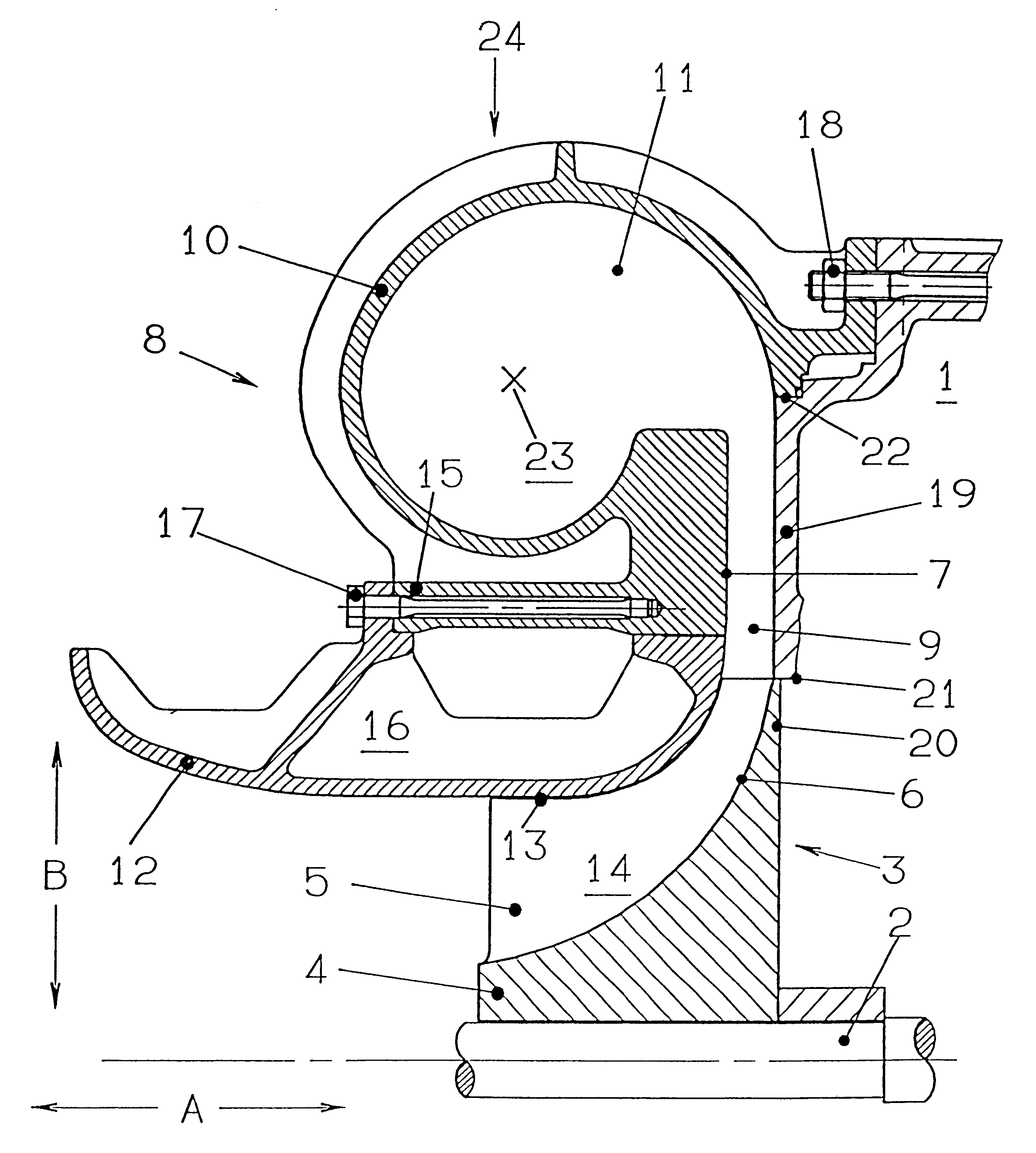 Turbomachine with radial-flow compressor impeller