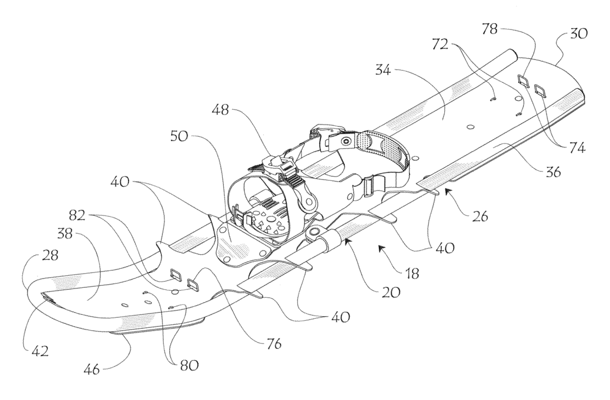 Snowshoe-ski kit and method of adjusting the effective traction coefficient on a snowshoe-ski