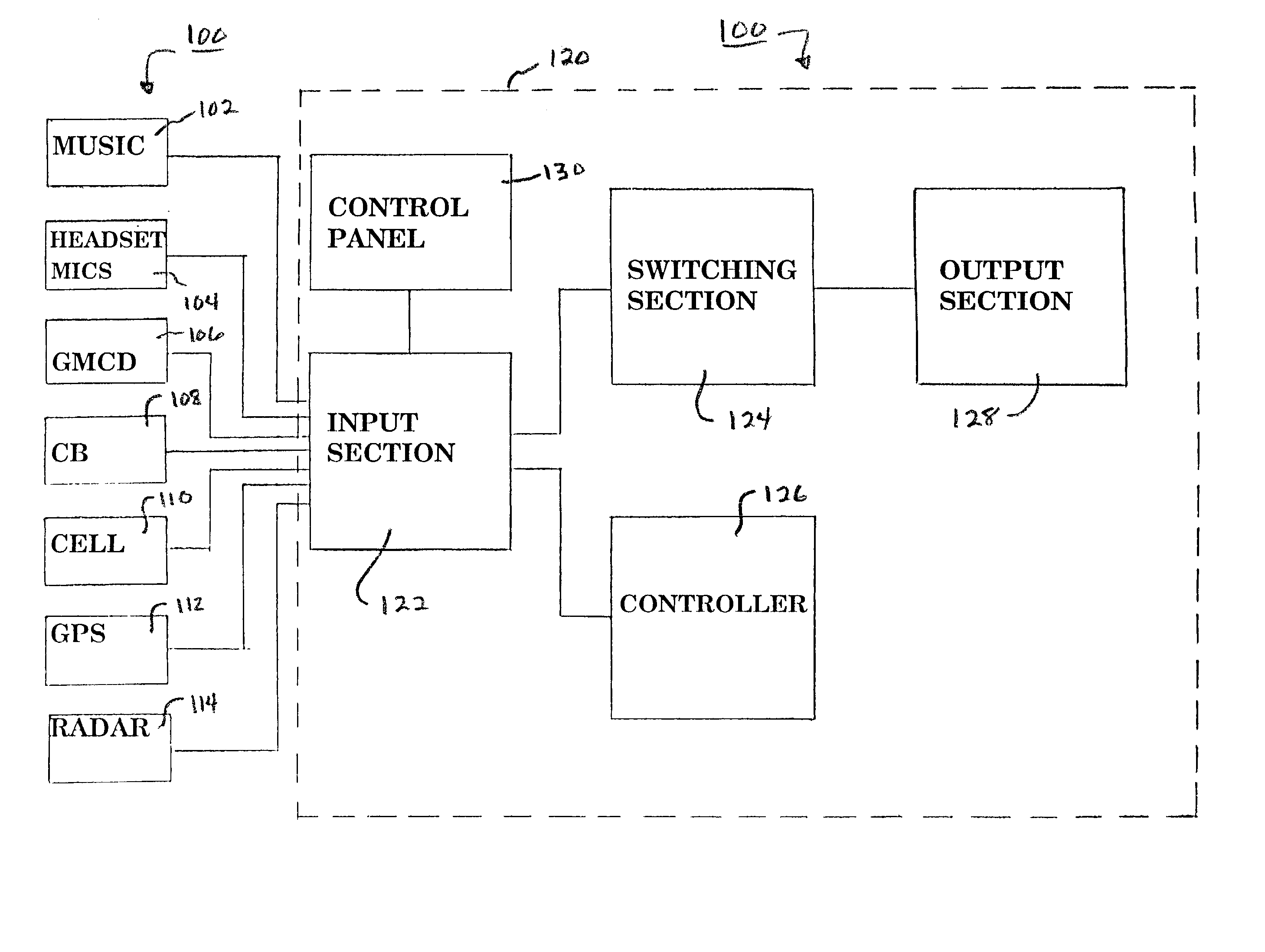 Multi-accessory vehicle audio system, switch and method