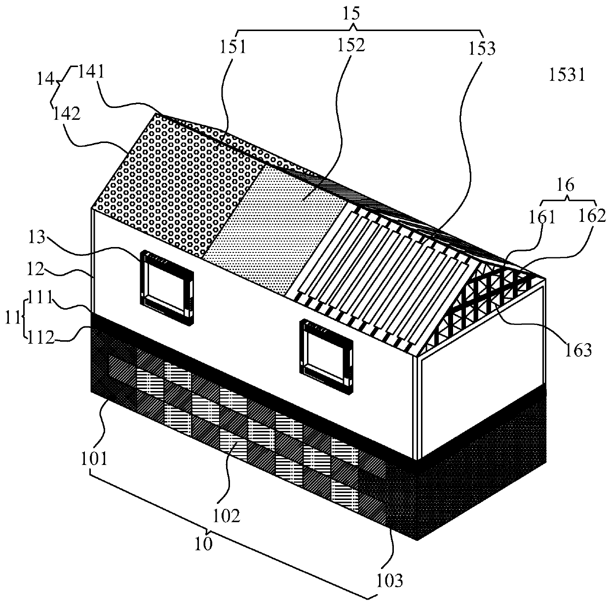 Green energy-saving prefabricated building and construction method