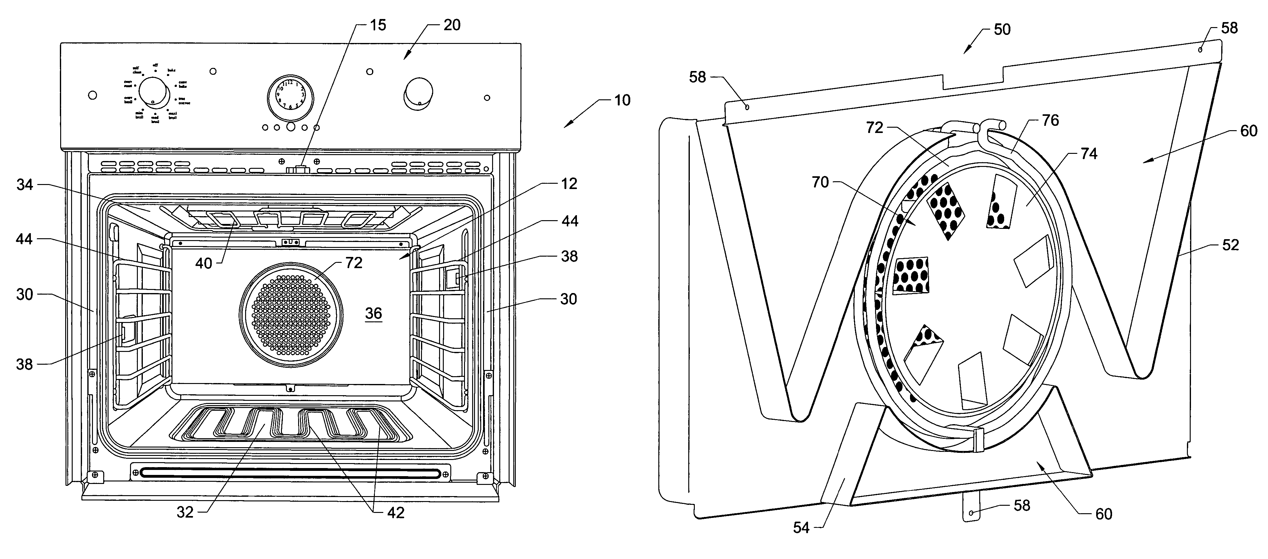 Multi-mode convection oven with flow control baffles