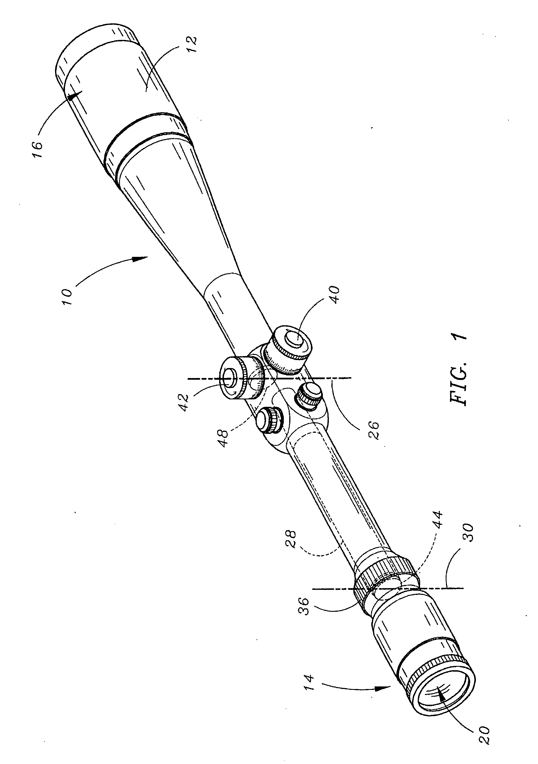 Telescopic gun sight windage correction system