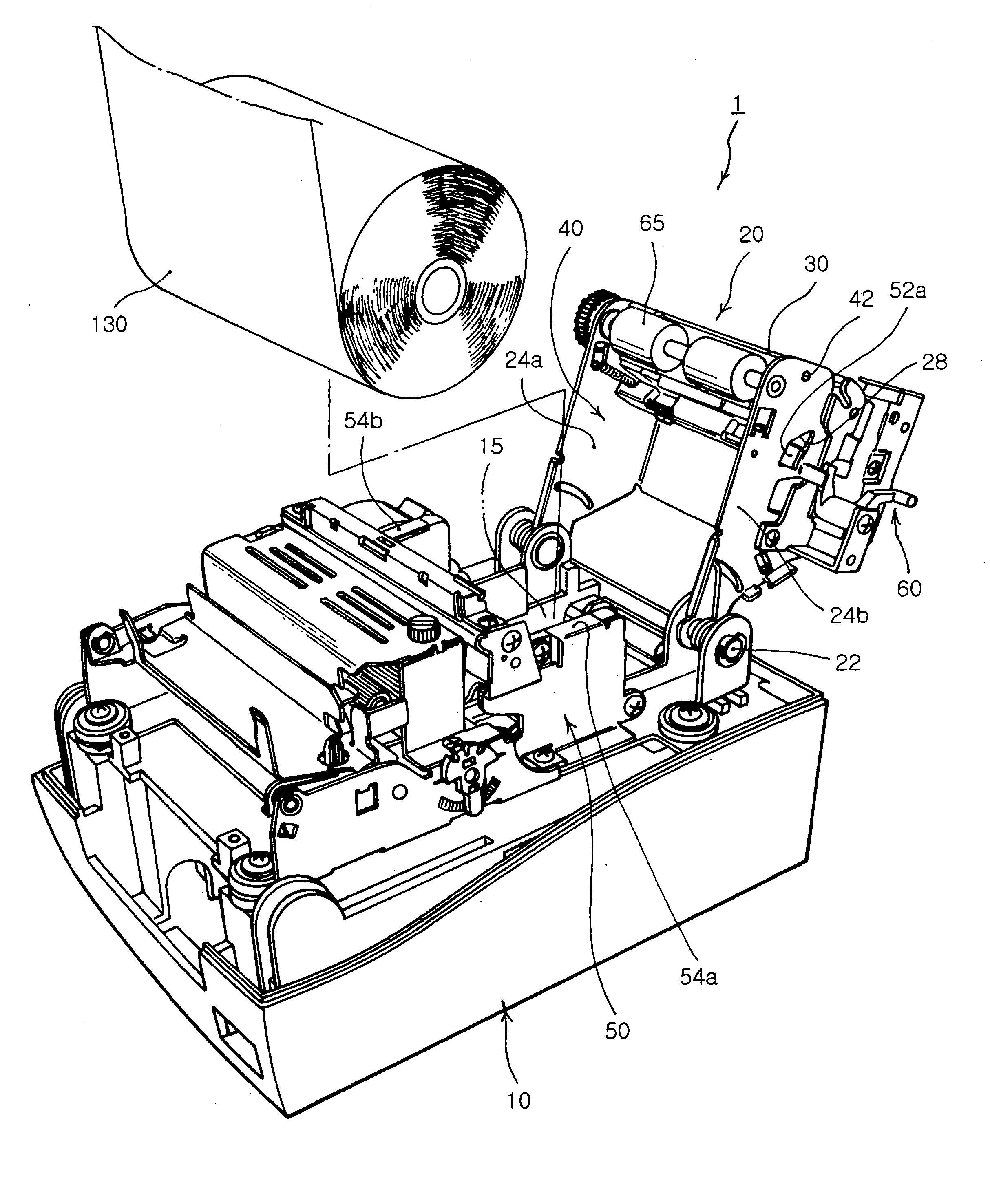 Printer with pivotable platen