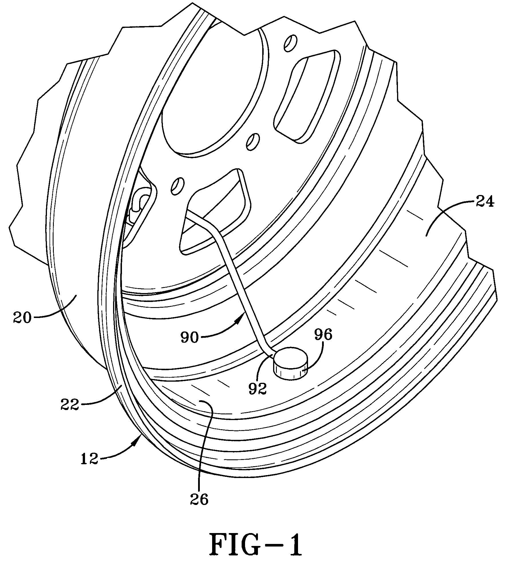 Rim mounted pressure monitoring system for a tire with protected monitoring module