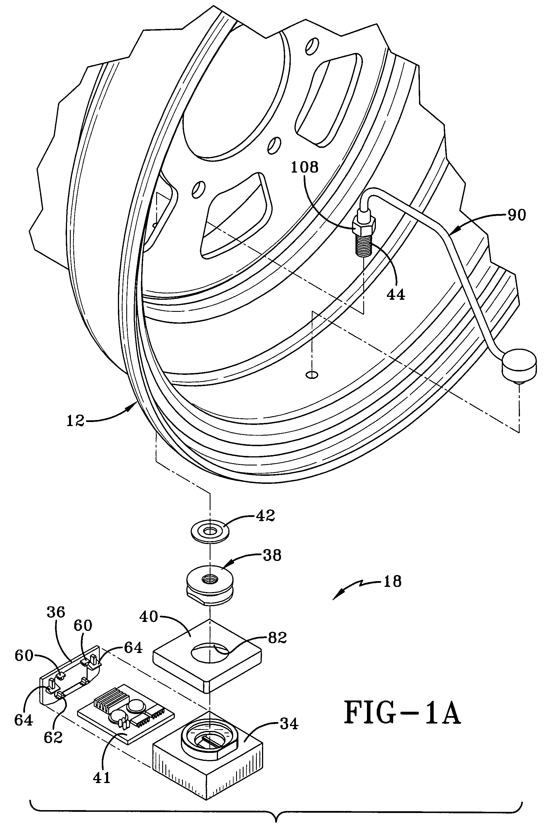 Rim mounted pressure monitoring system for a tire with protected monitoring module