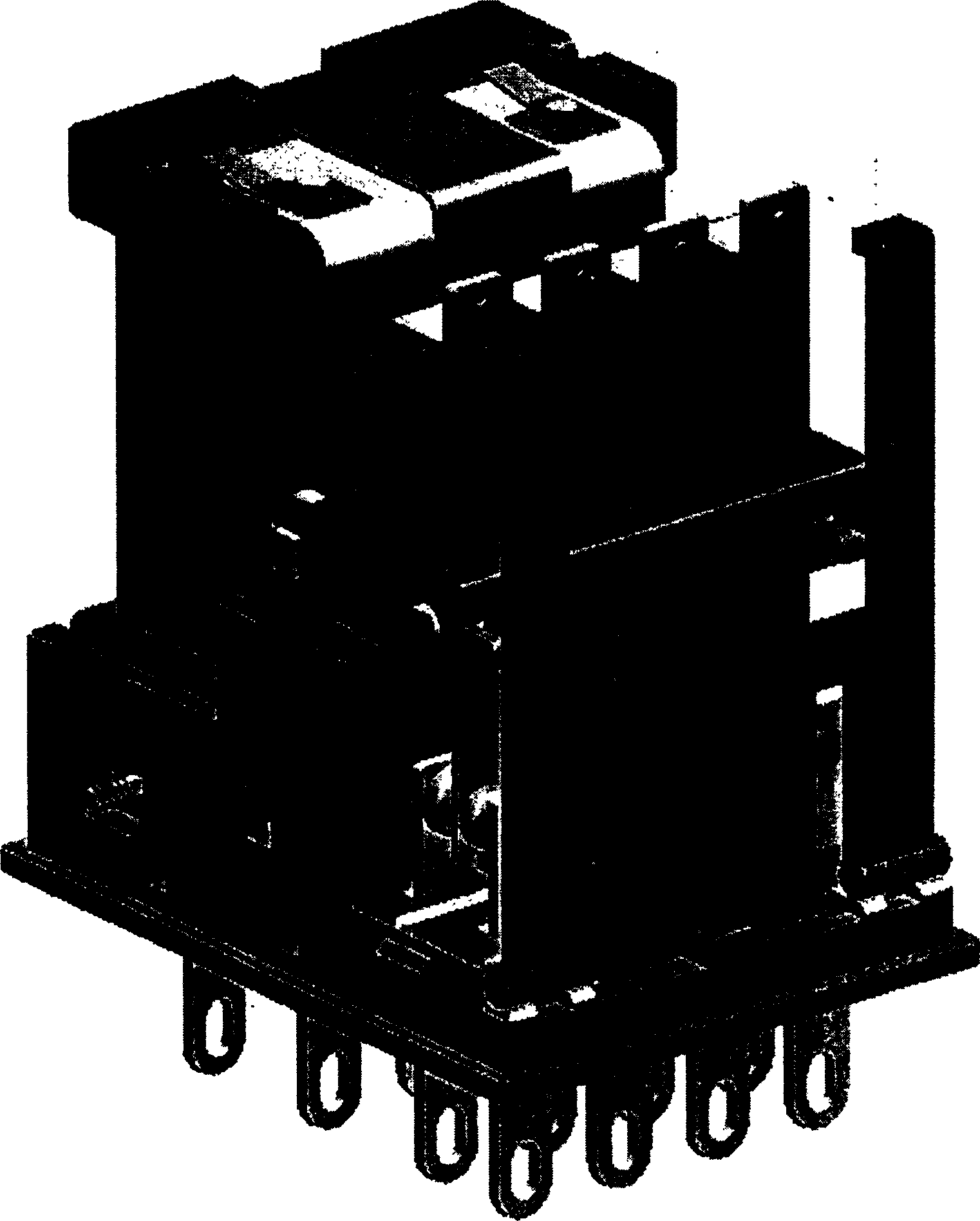 Low height small-sized large power AC-DC electromagnetic relay with multiple contact sets