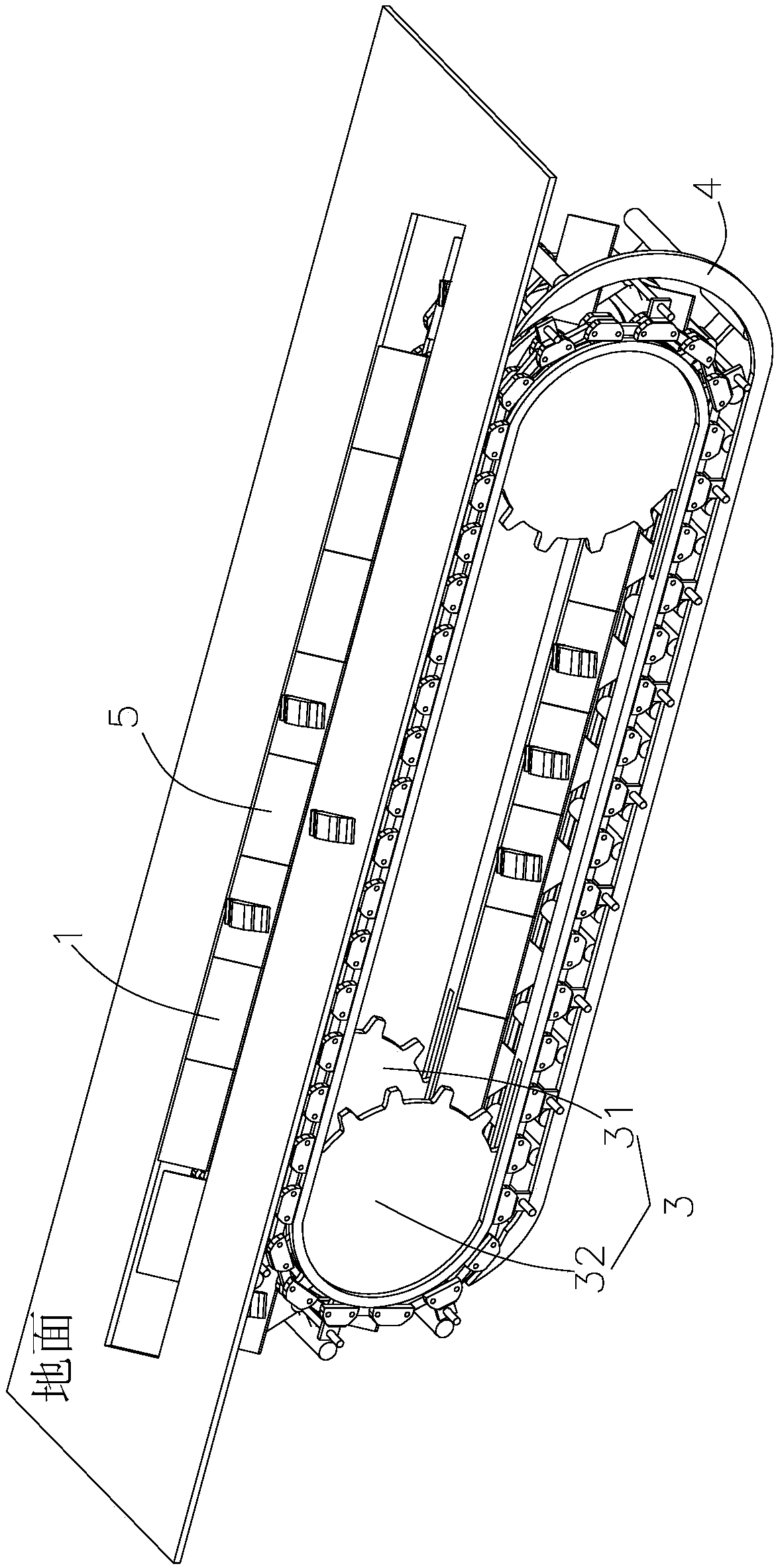 Underground bevel deck type parking garage