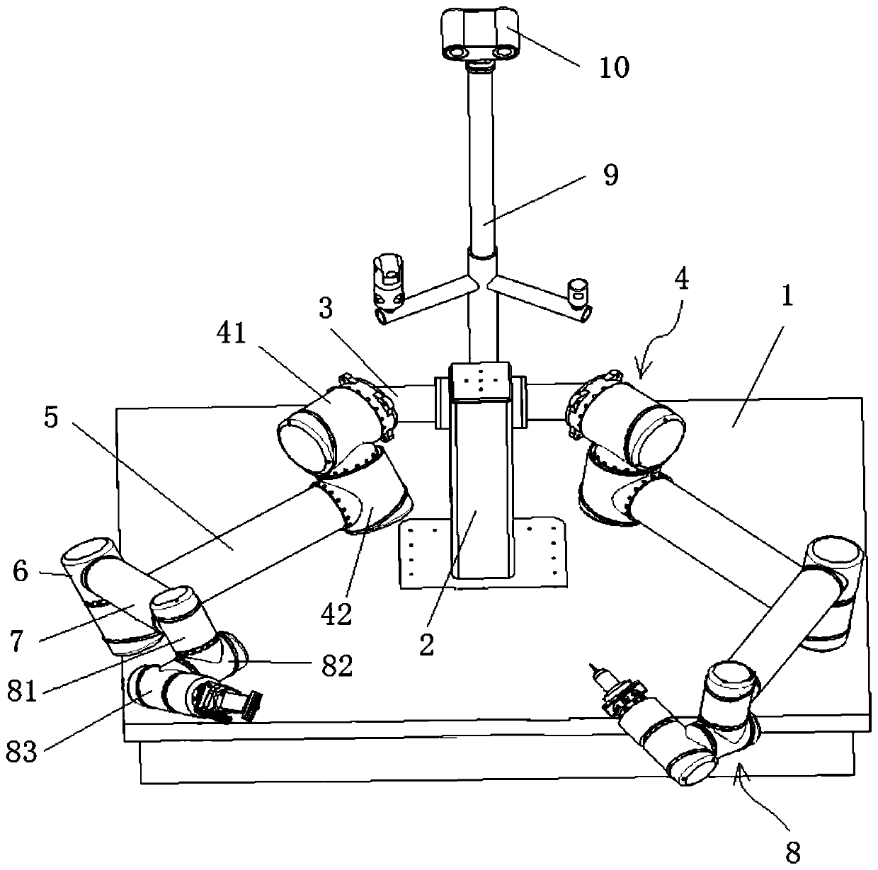 Distribution network hot-line work robot with automatic quick-change work tool system