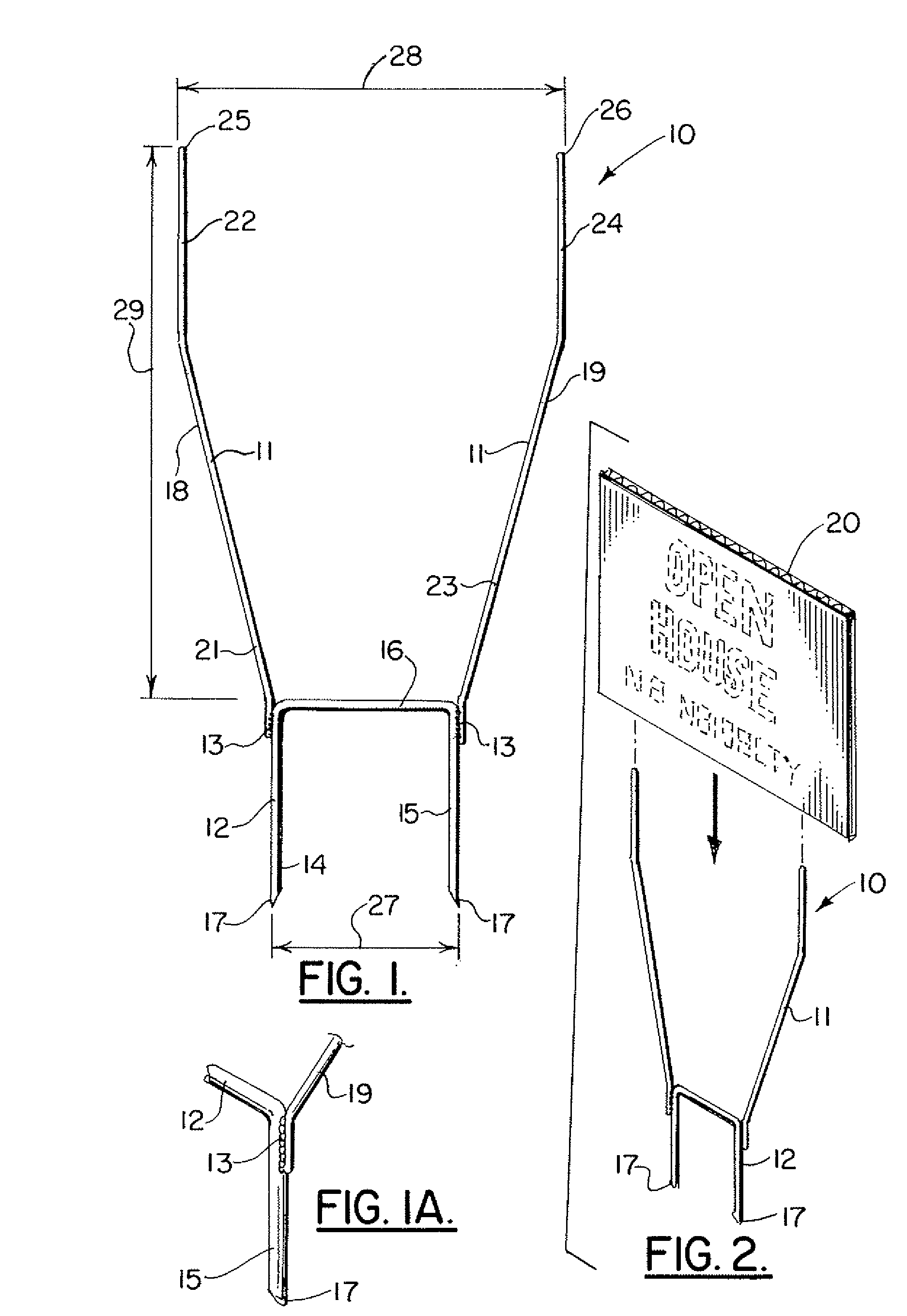 Wire support frame for corrugated sign