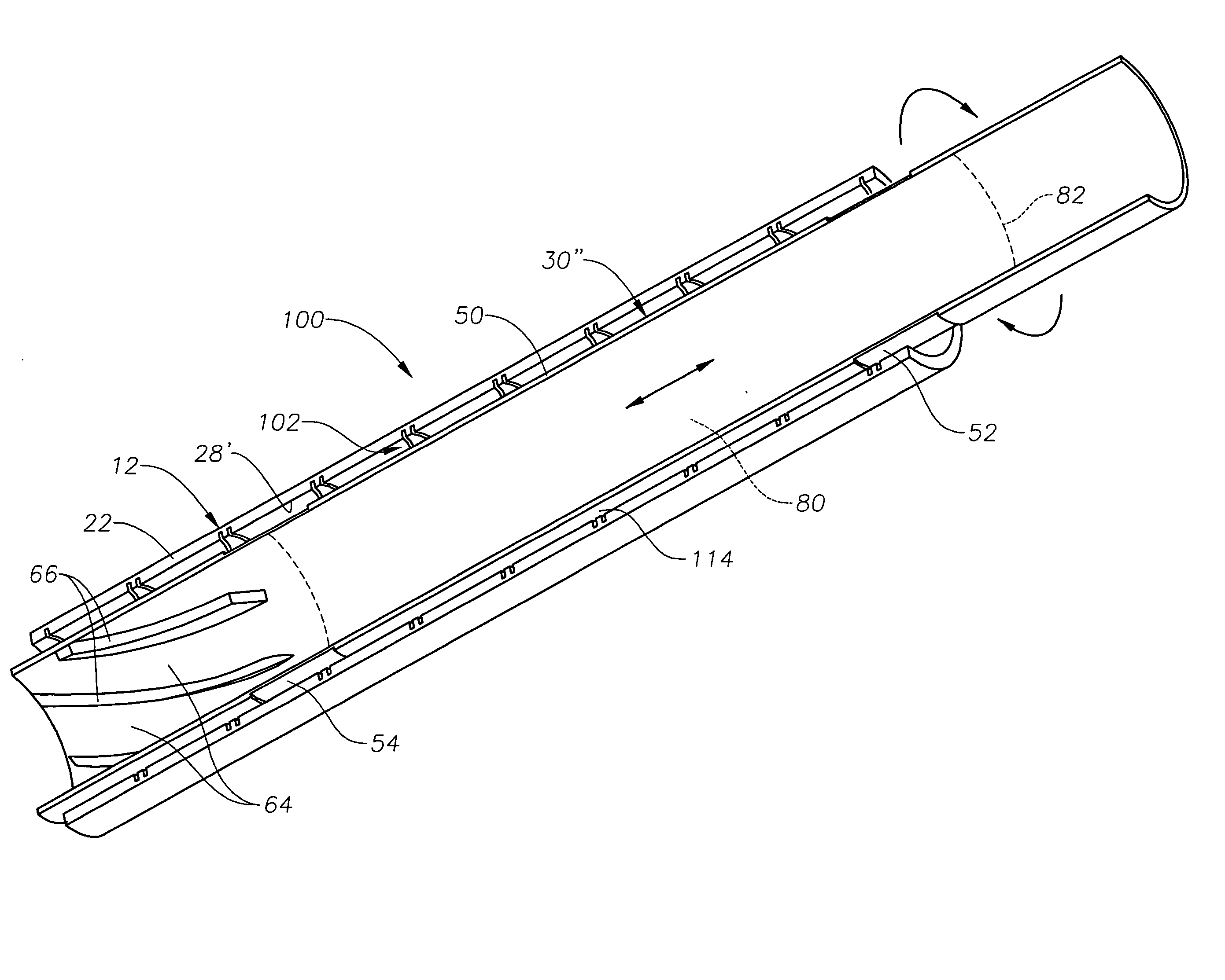 Rotating blast liner