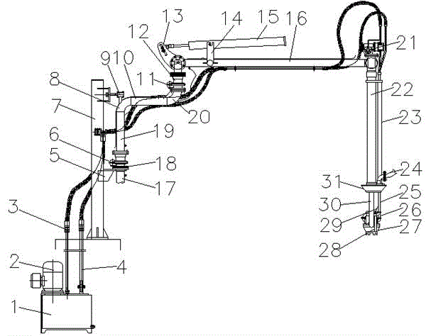 Novel unloading crane pipe with oil-immersed pump