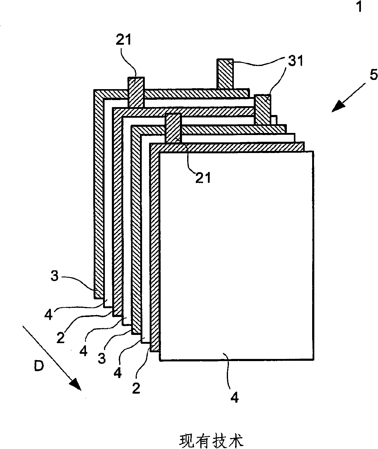 Electrode geometry of a galvanic cell