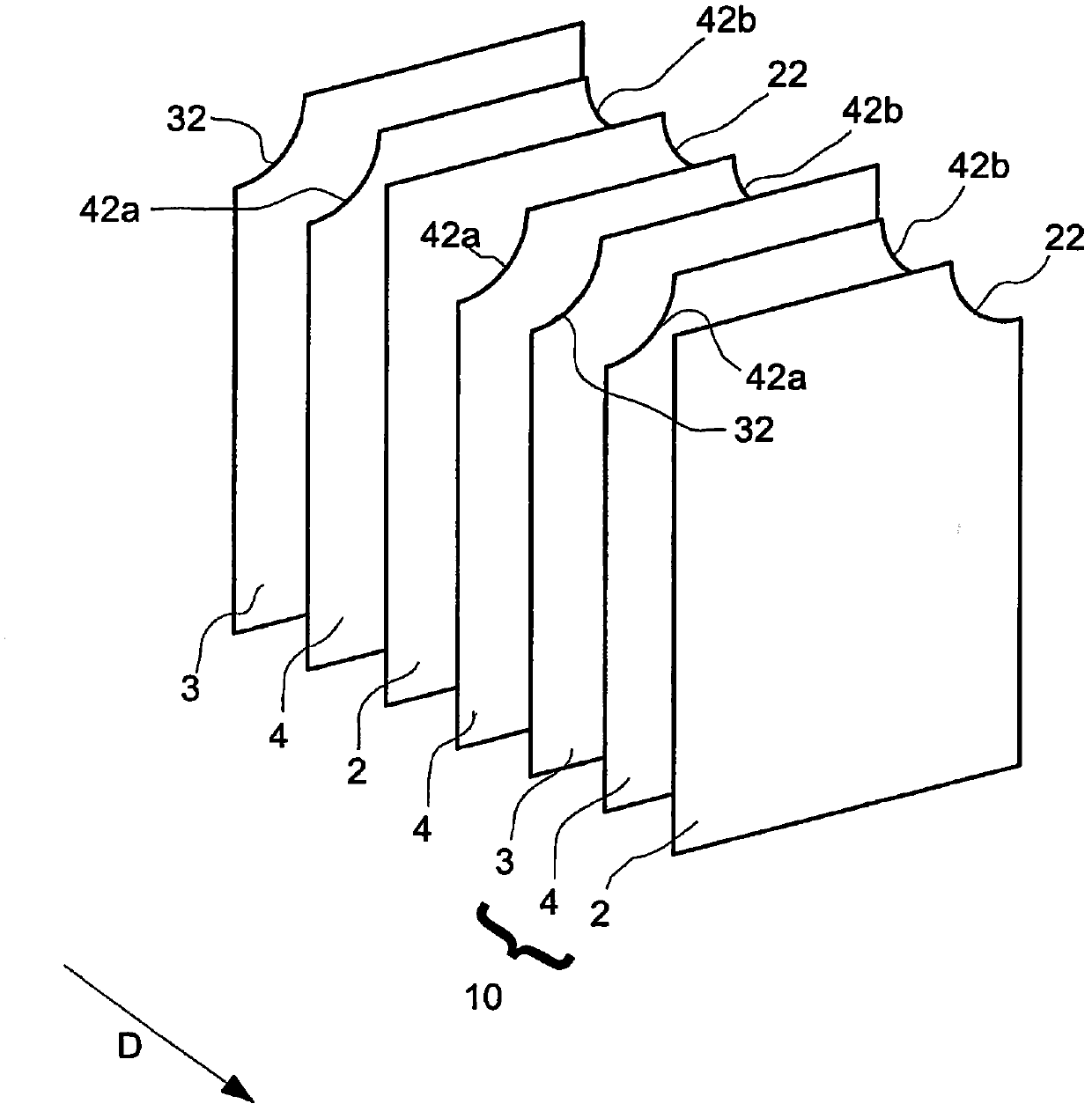 Electrode geometry of a galvanic cell