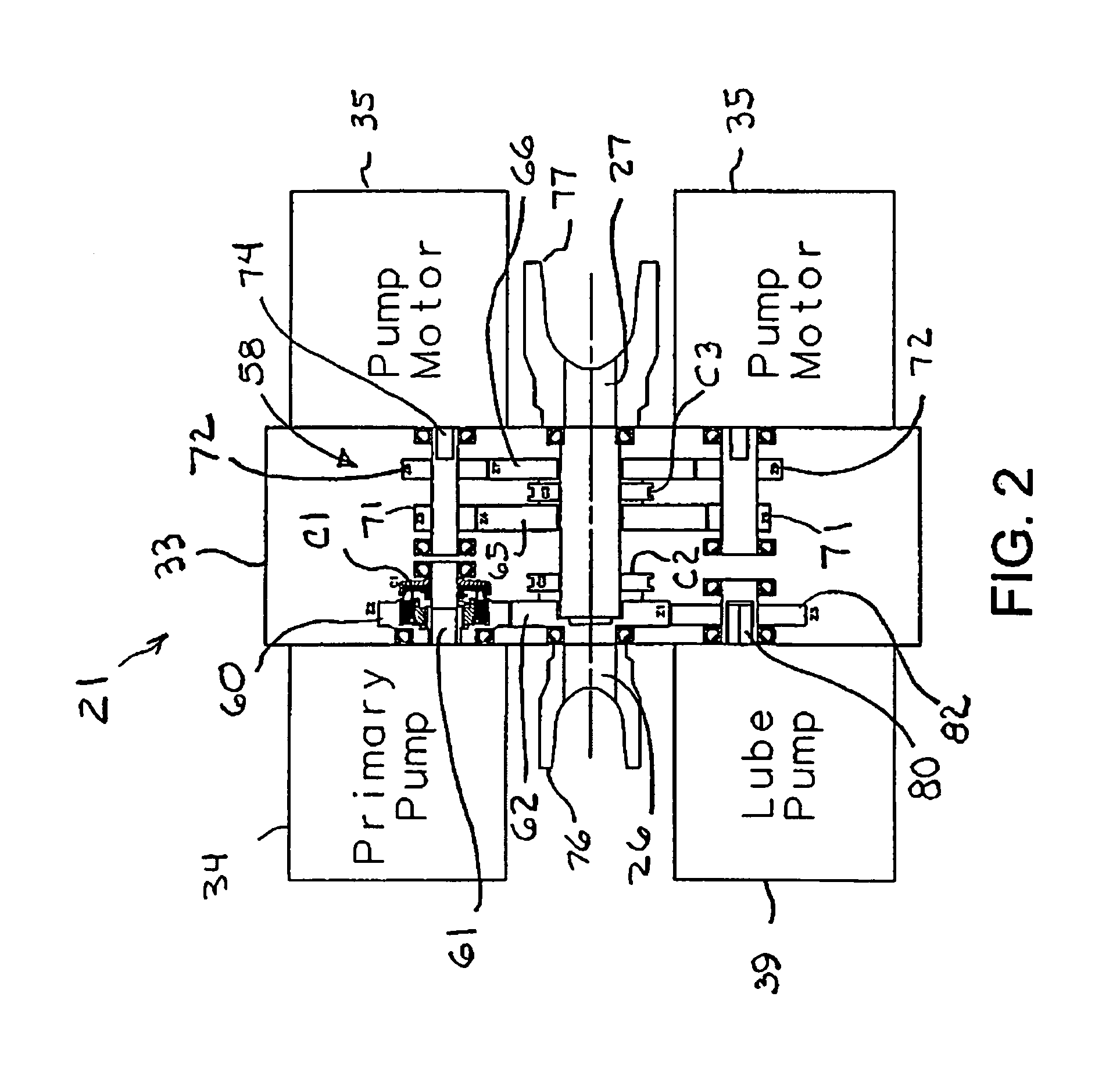 Gear box for hydraulic energy recovery