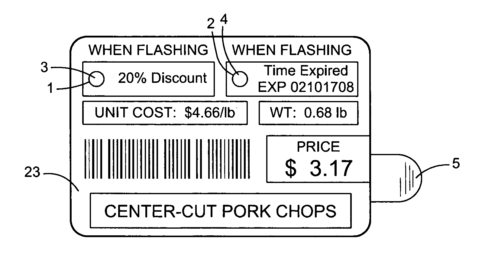 Perishable product electronic label including time and temperature measurement