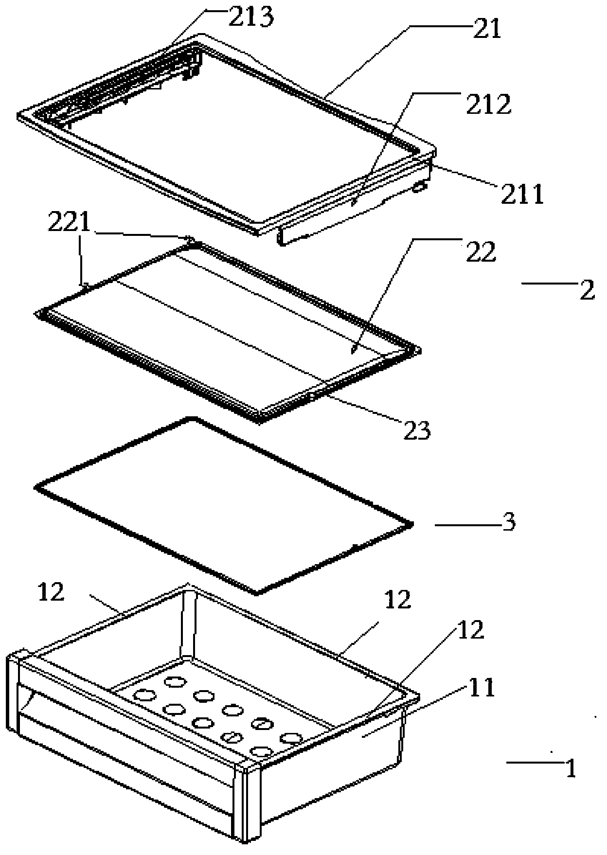 Refrigerator fruit and vegetable box and refrigerator comprising same