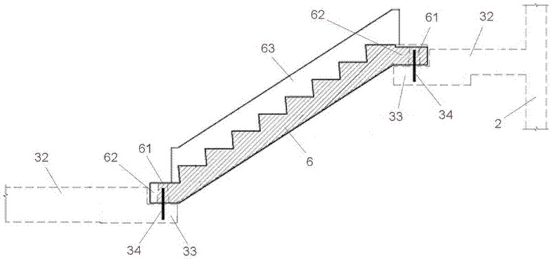 Multi-storey building with prefabricated parts and its semi-prefabricated construction method