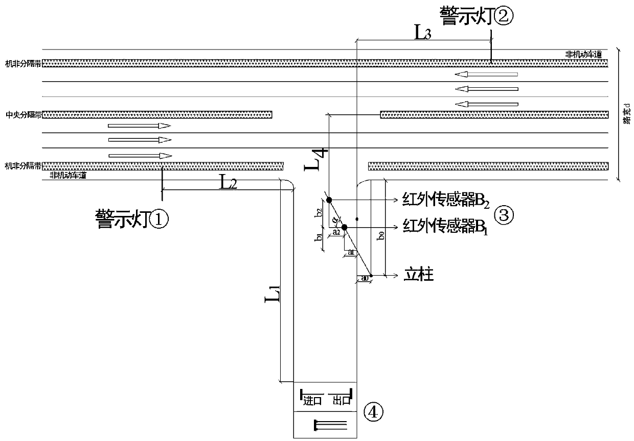 A deceleration warning system for main road entrances and exits