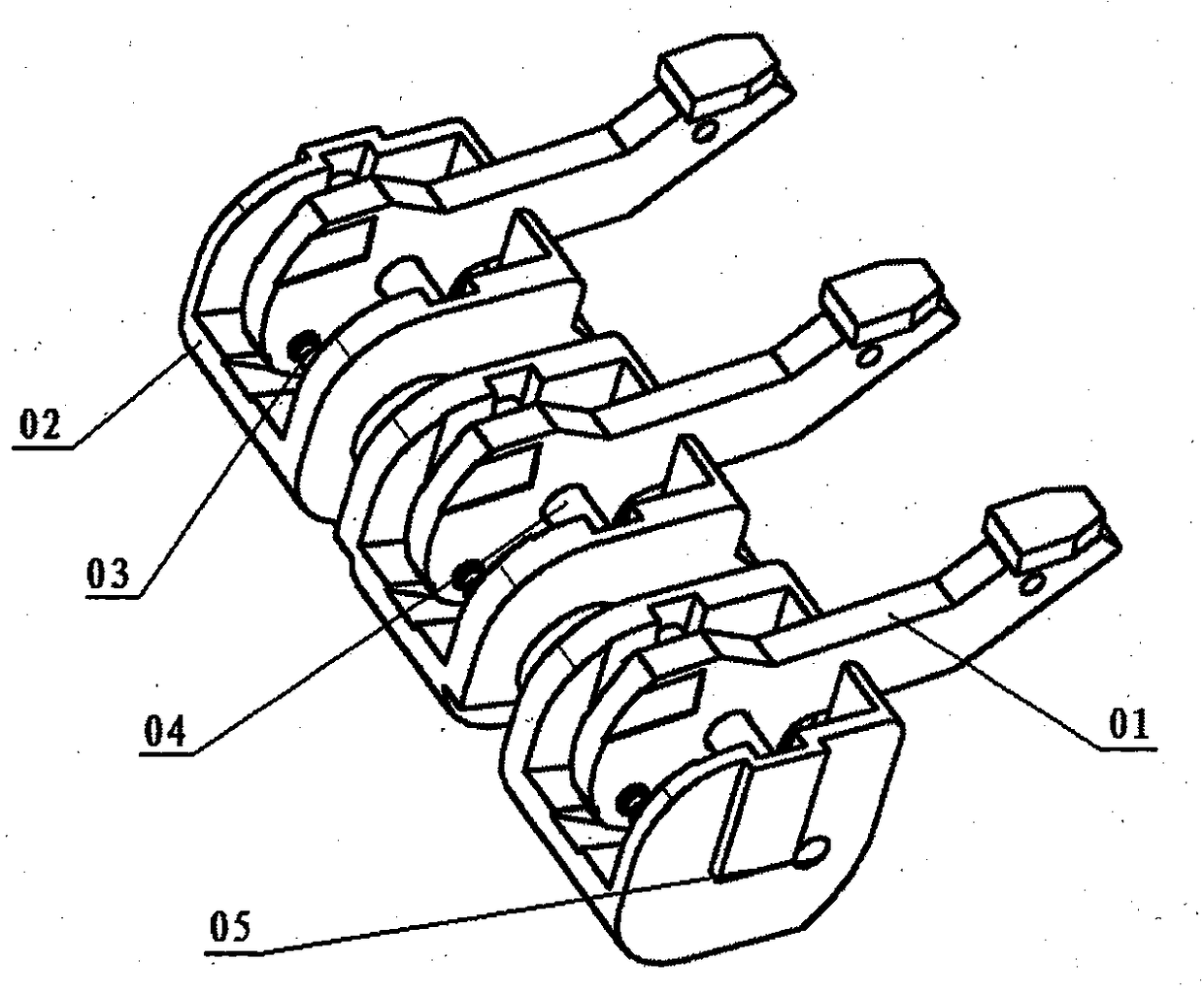 A plastic case circuit breaker moving contact synchronous shaping fixture