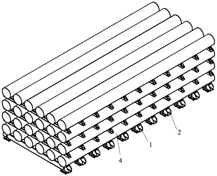 Bottom spacing strip assembly for placing whole stacks of aluminum bars