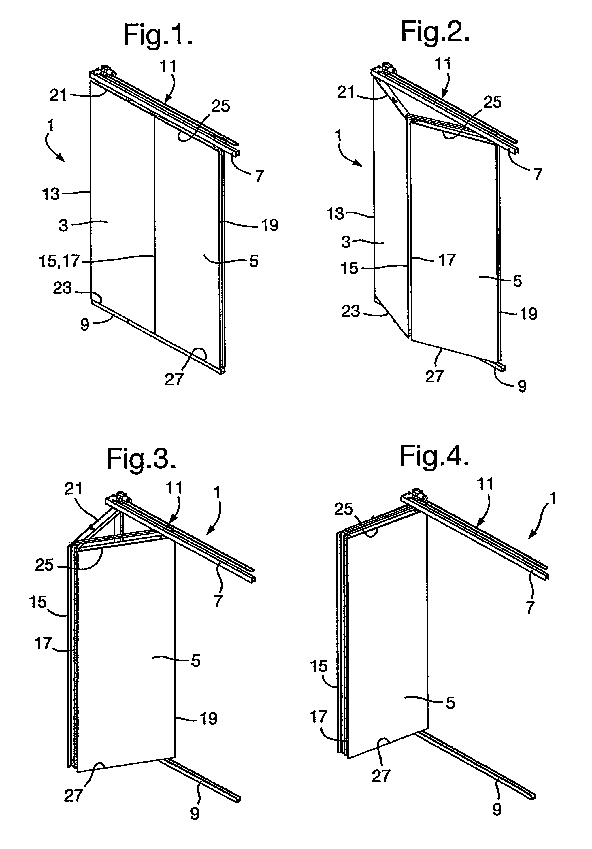 Actuating system and folding panel assembly