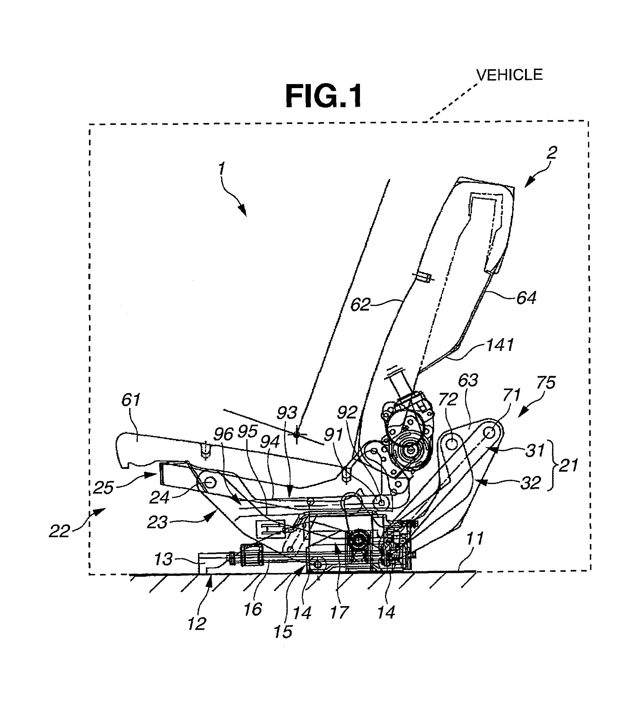 Vehicle seat lifting unit