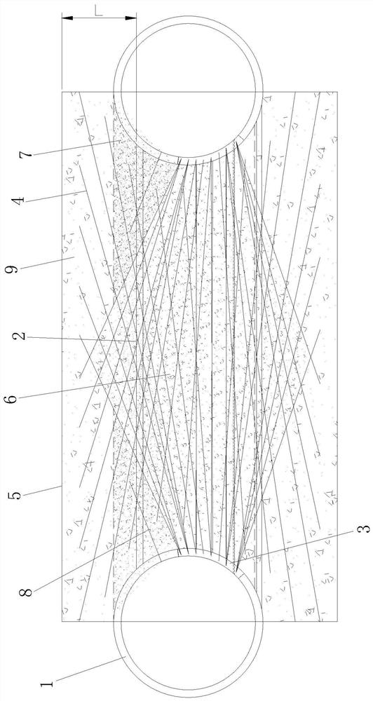 Water-rich sand layer shield interval contact channel stratum pre-reinforcement structure and method