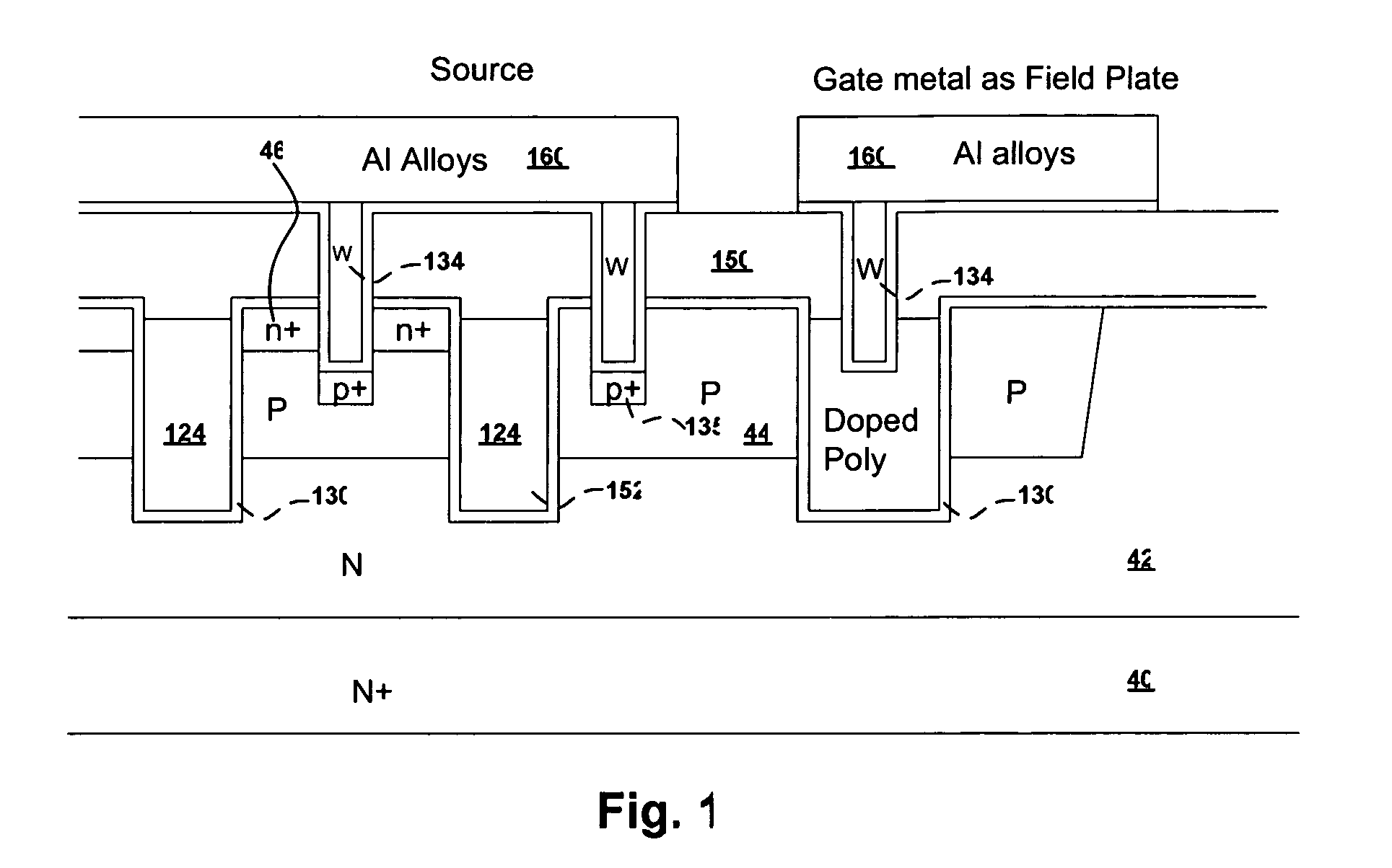 Trench mosfet with shallow trench for gate charge reduction