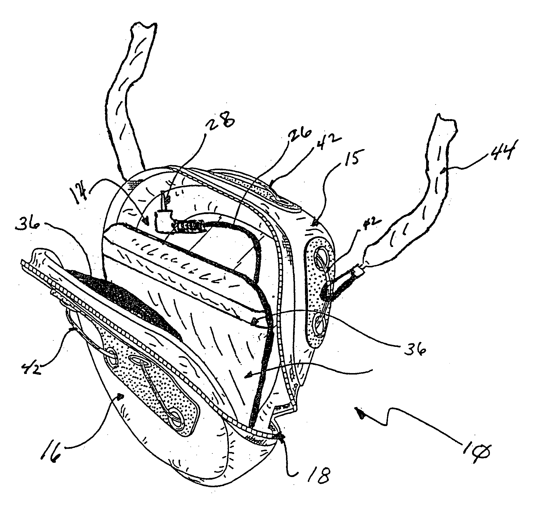 Protective enclosure with a line-out device adapted for use with electronic componentry