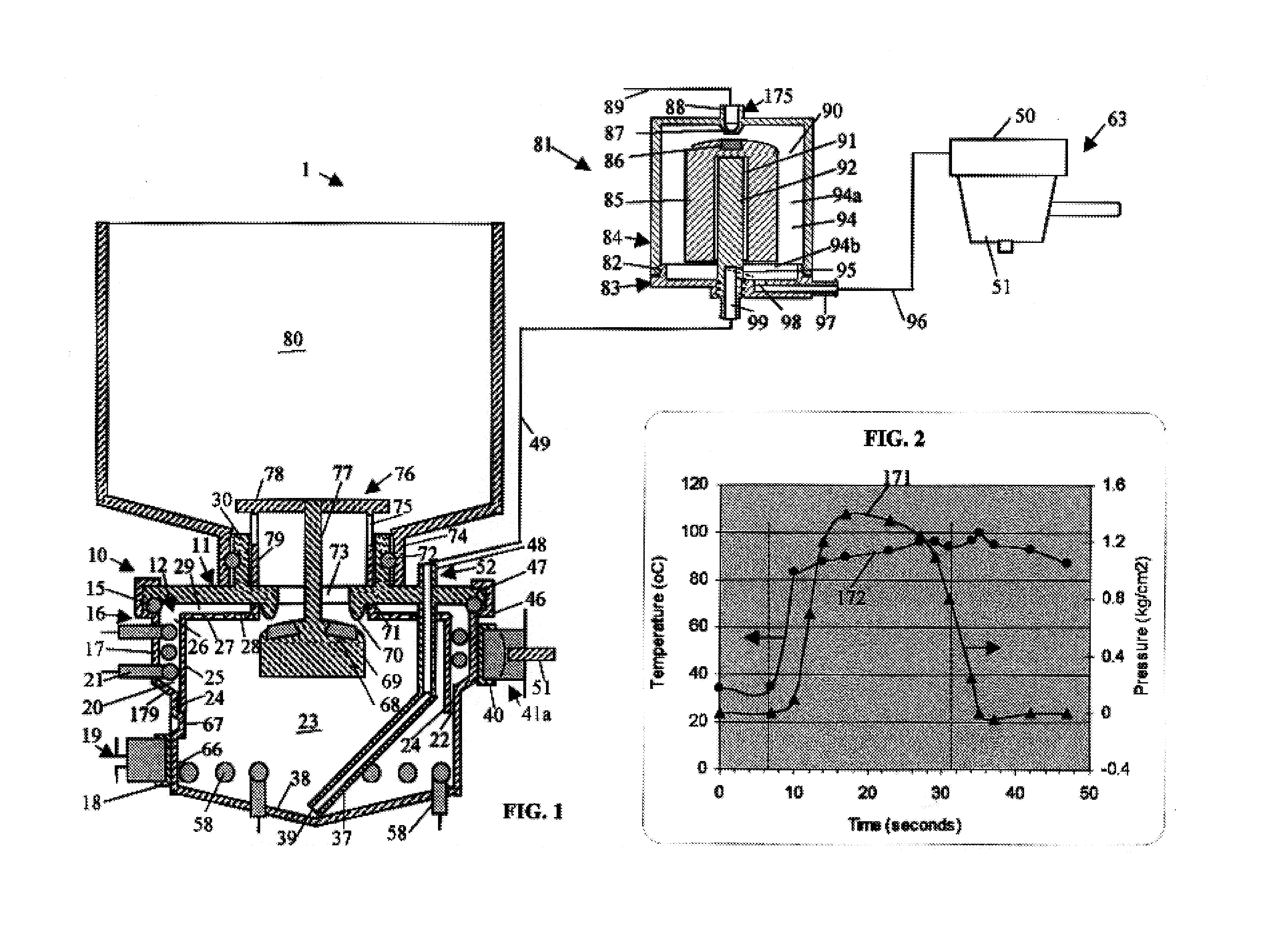 Fluid delivery system for generating pressurized hot water pulses