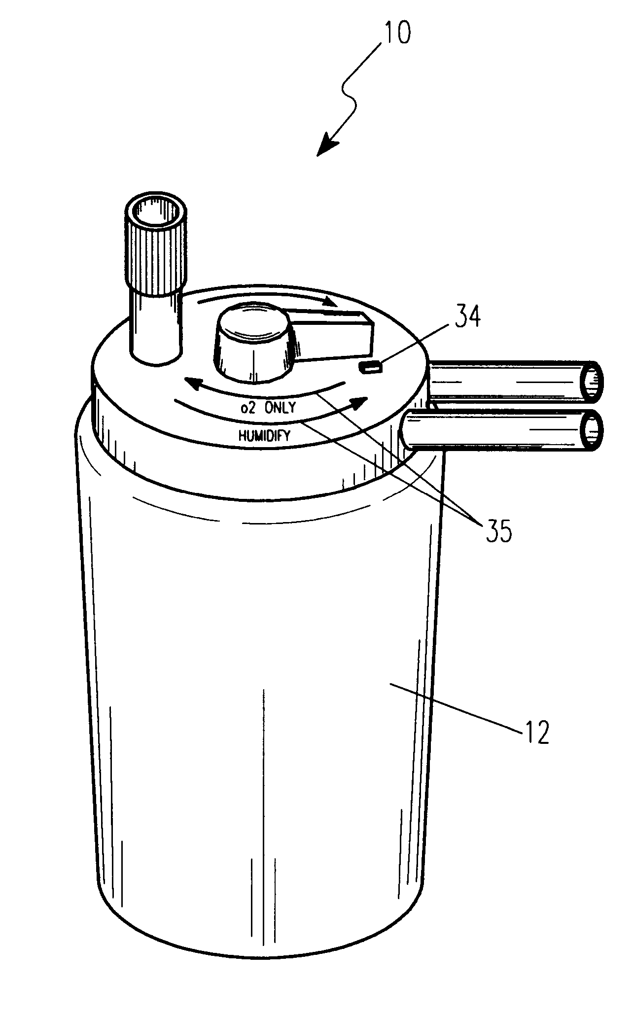 Dual port medical oxygen humidifier