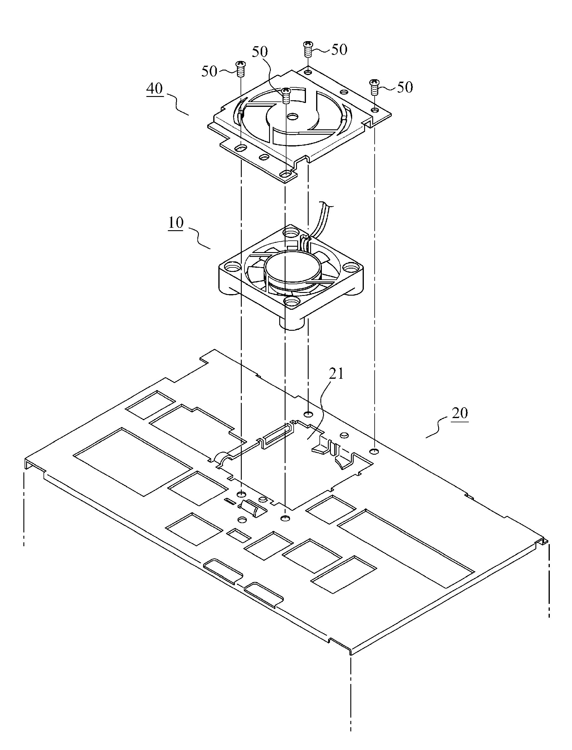 Fan fastening device