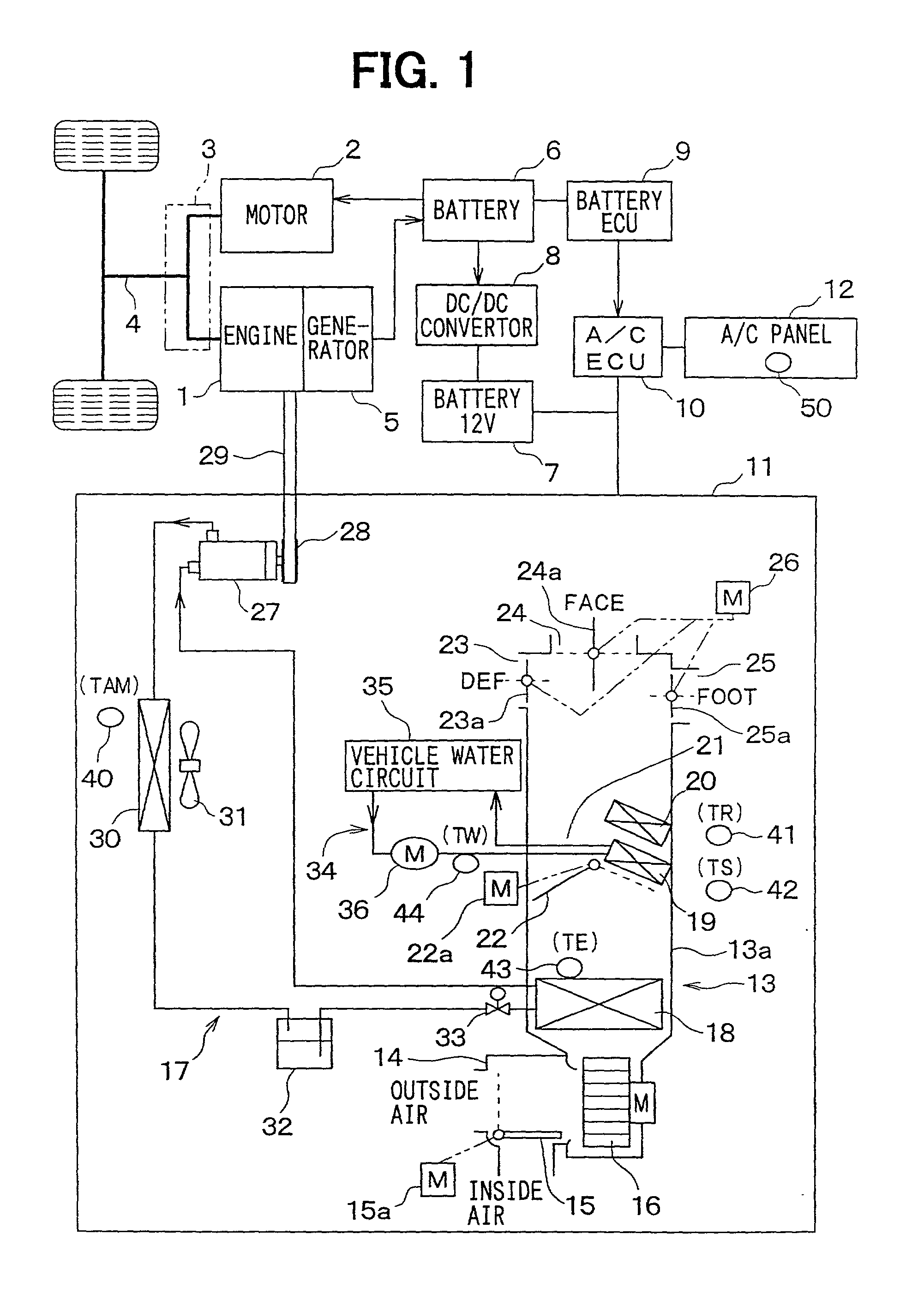 Charging control system for air conditioner and battery