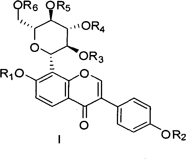 Water soluble puerarin derivatives and preparation method and application thereof