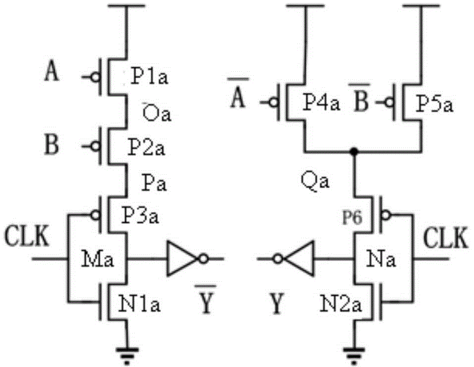 Time delay-based double-track pre-charge logic NAND gate circuit and Time delay-based double-track pre-charge logic exclusive or gate circuit