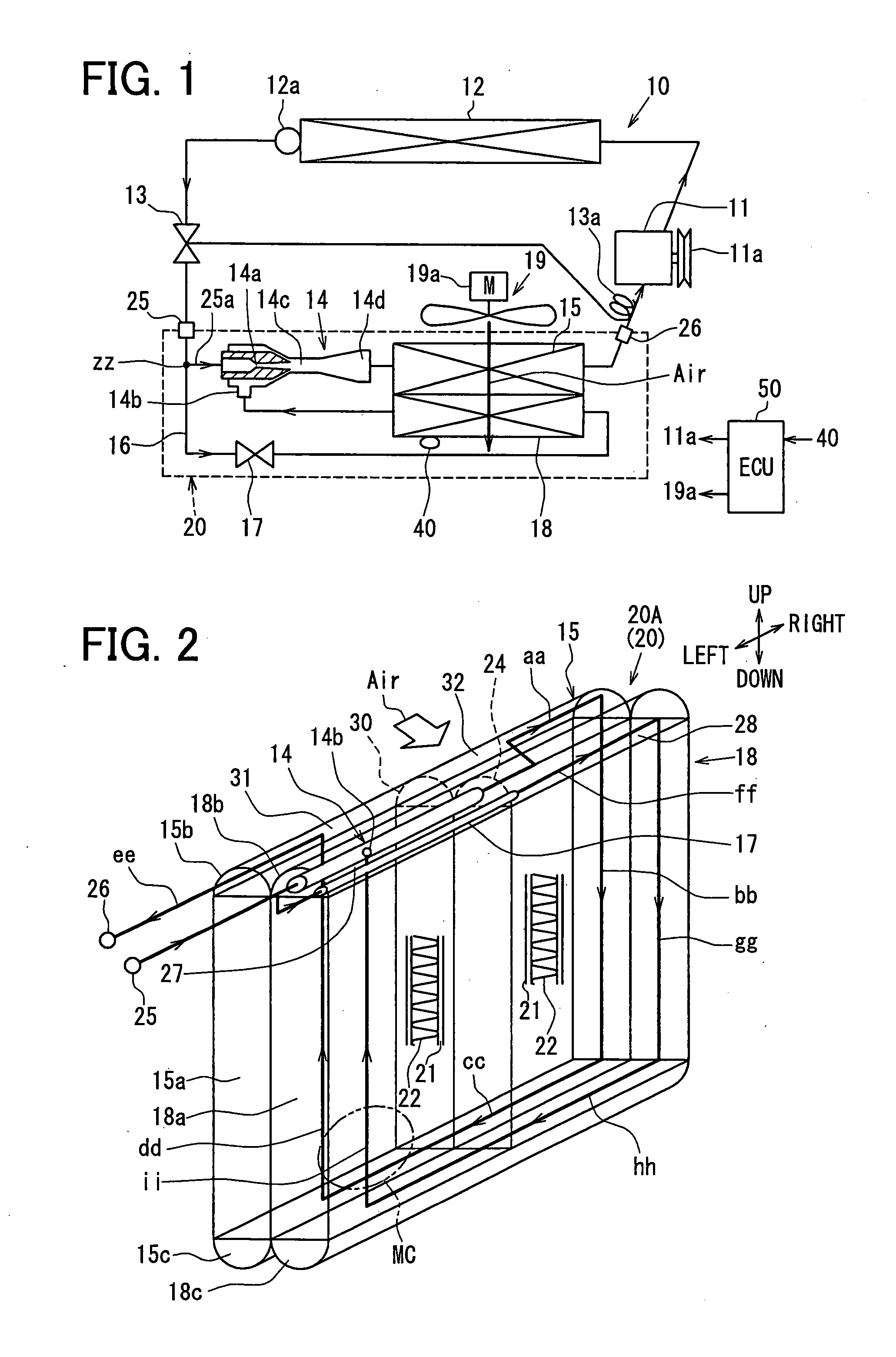 Refrigerant cycle device and heat-exchanger integrated unit with temperature sensor for the same