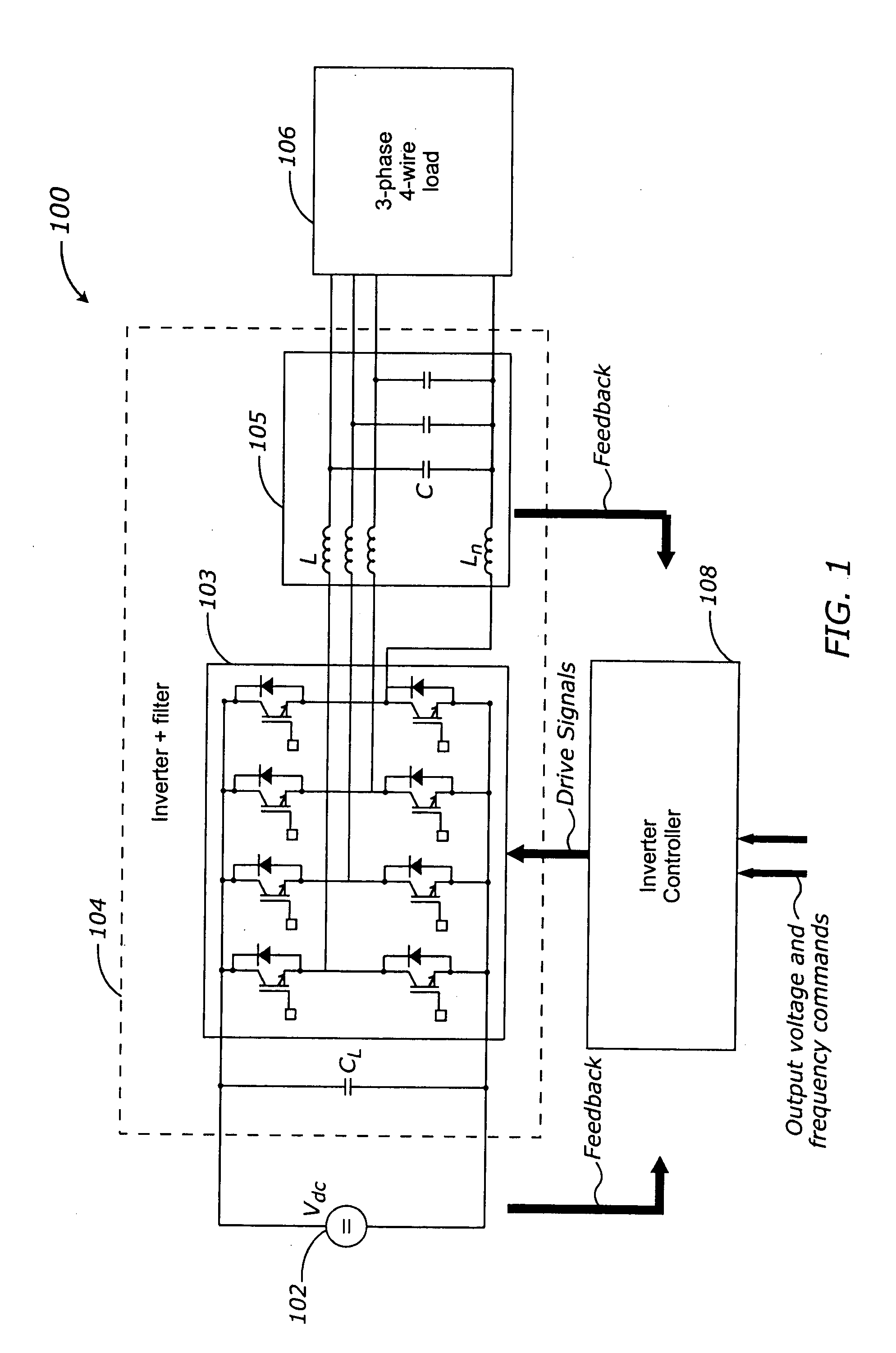 Method and apparatus for controlling a stand-alone 4-leg voltage source inverter