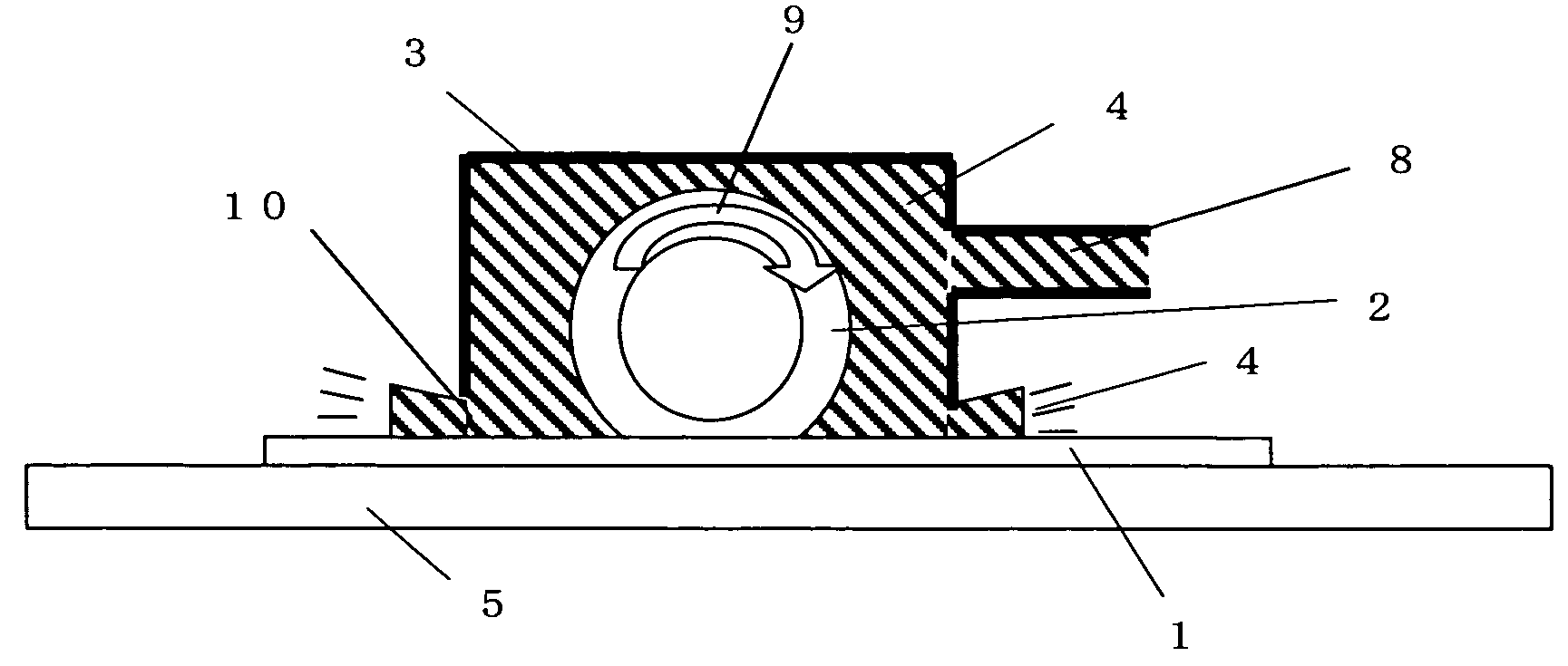 Dicing method using an encased dicing blade submerged in cooling water