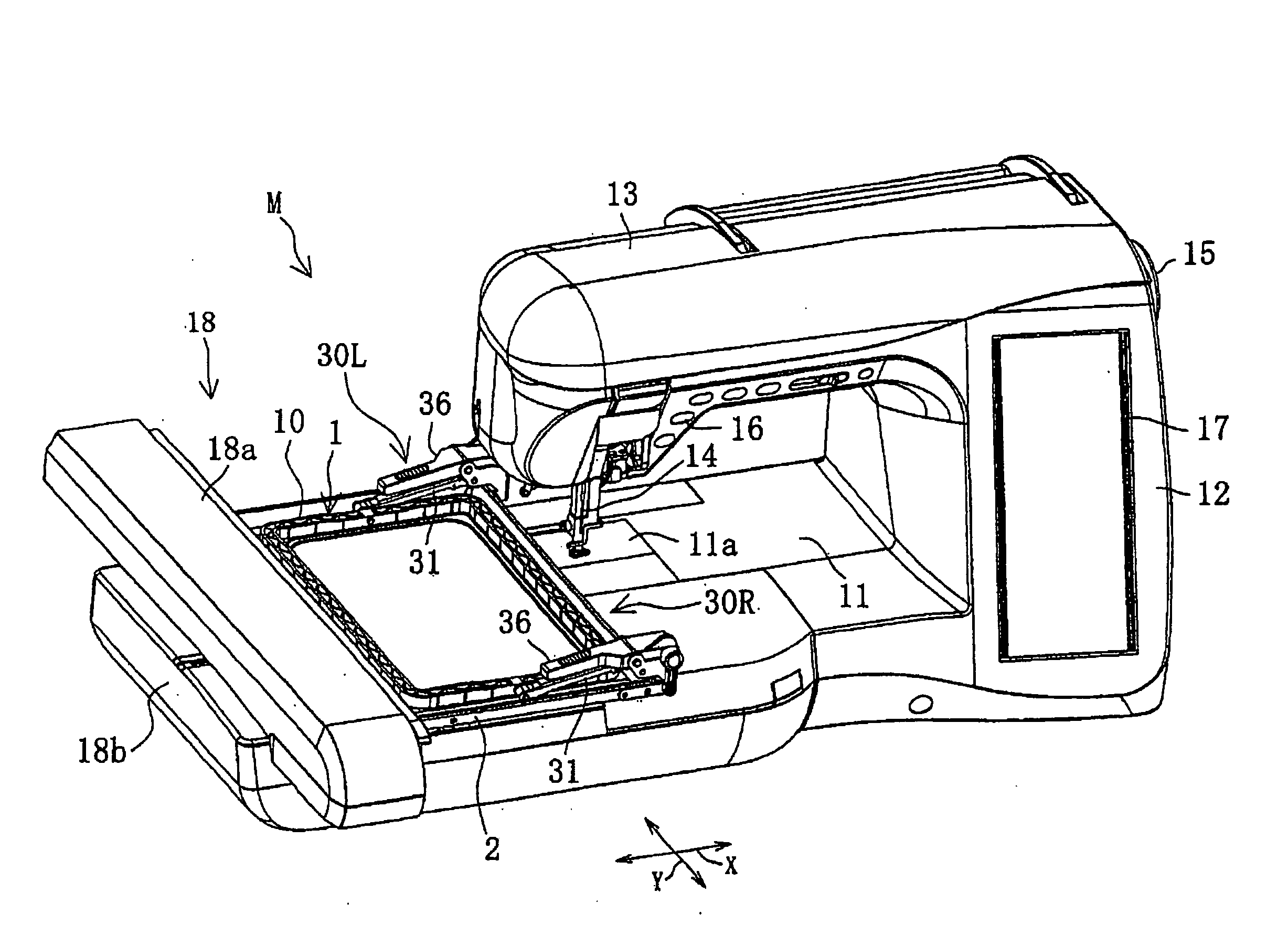 Embroidery frame for use with embroidery sewing machine