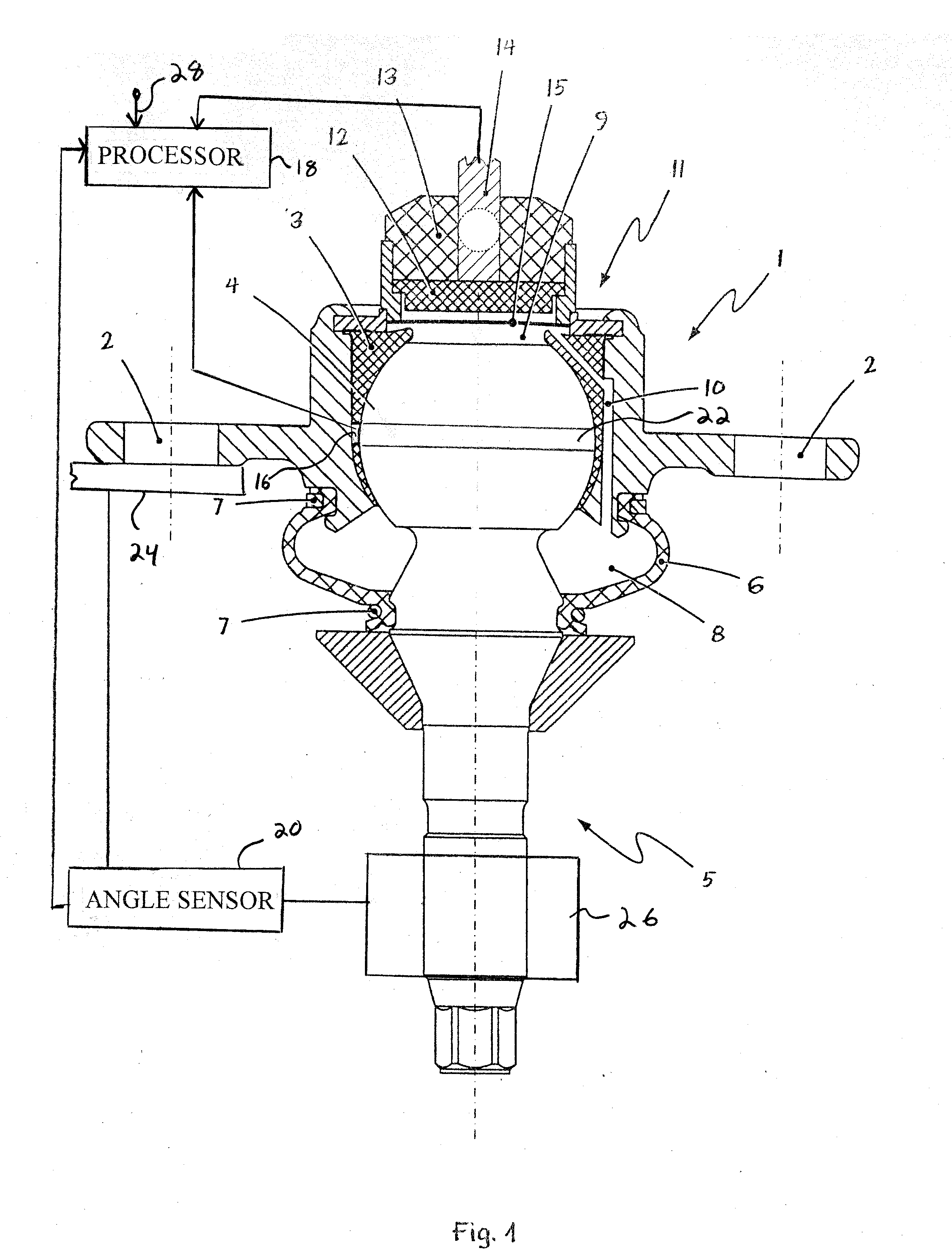 Ball and Socket Joint with a Sensor Means and Process for Detecting Tightness