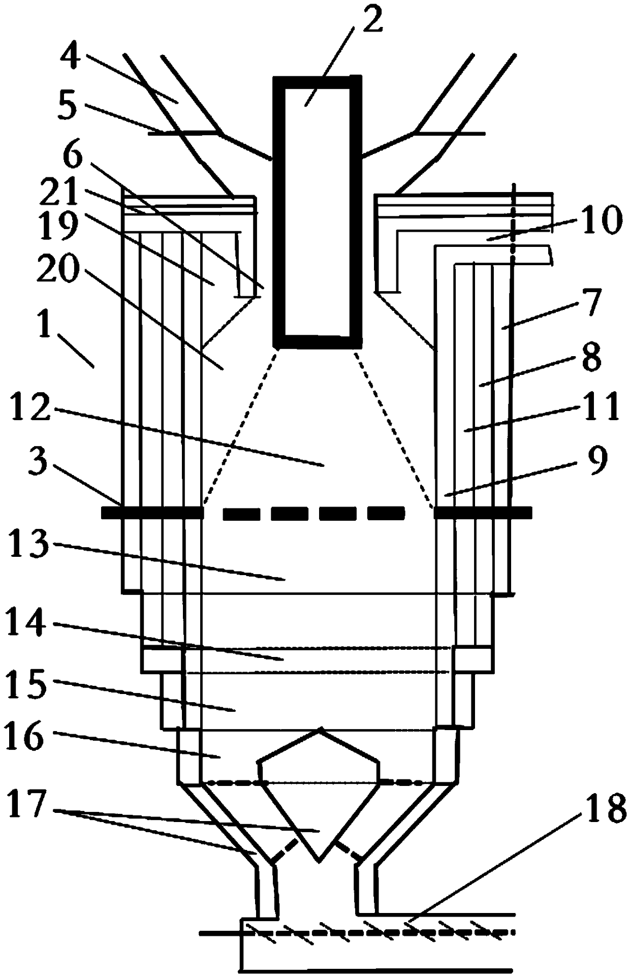 A vertical high-temperature continuous electric calciner for disposing of electrolytic aluminum waste cathodes