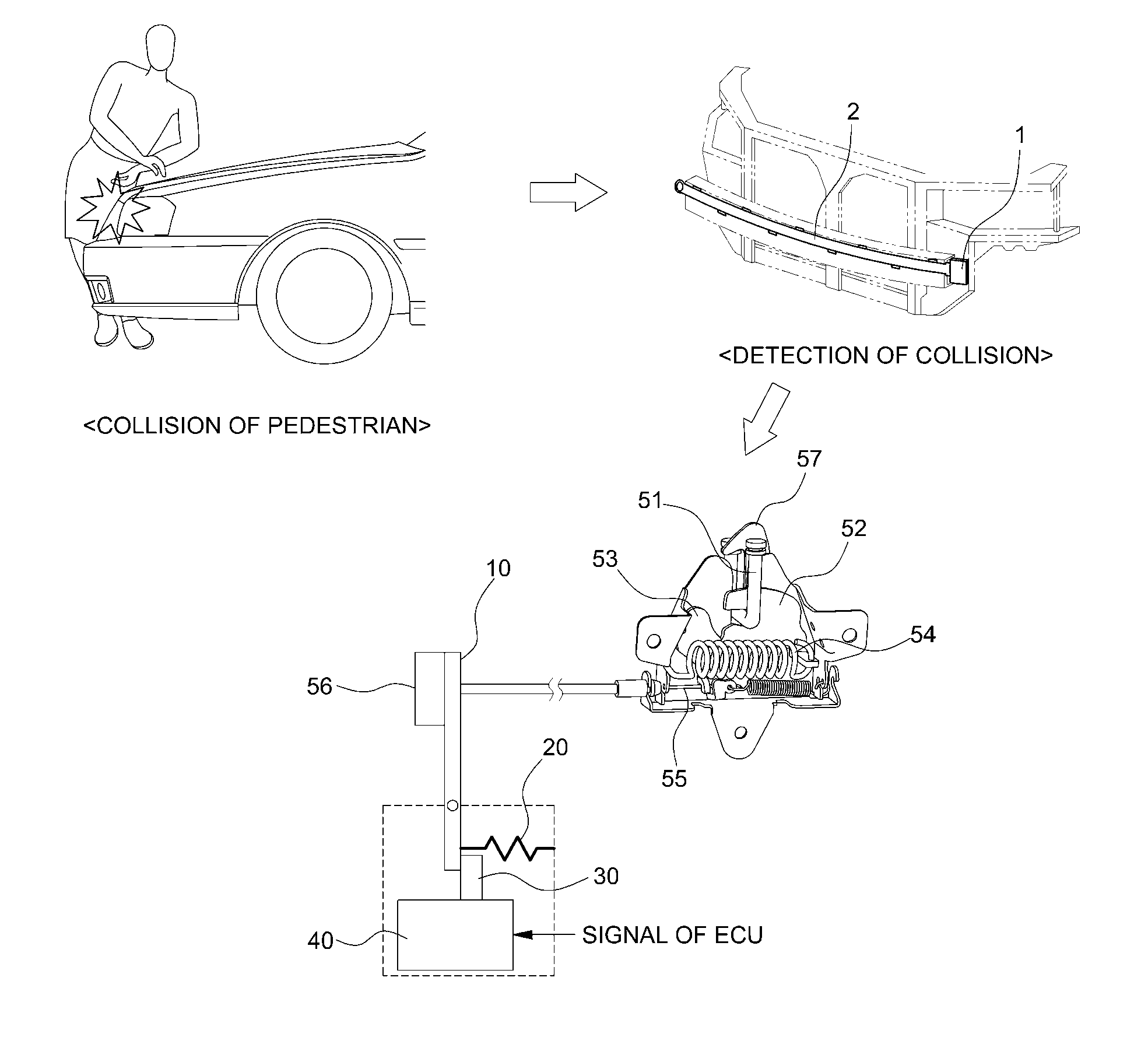 Active hood latch system for vehicle