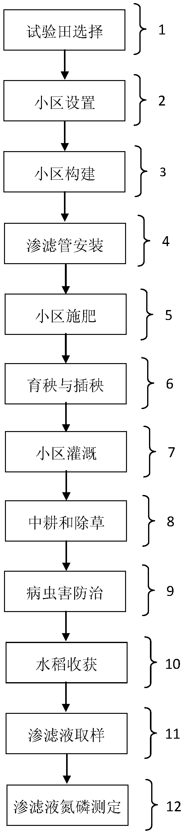 Method for monitoring nitrogen and phosphorous leaching loss of paddy soil under fertilizing condition