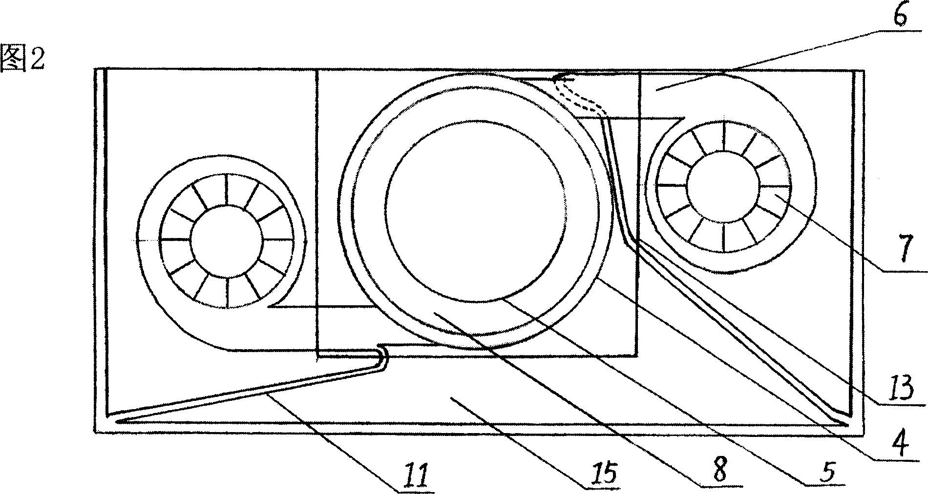 Entrainment internally-circulating cooker hood with air curtain