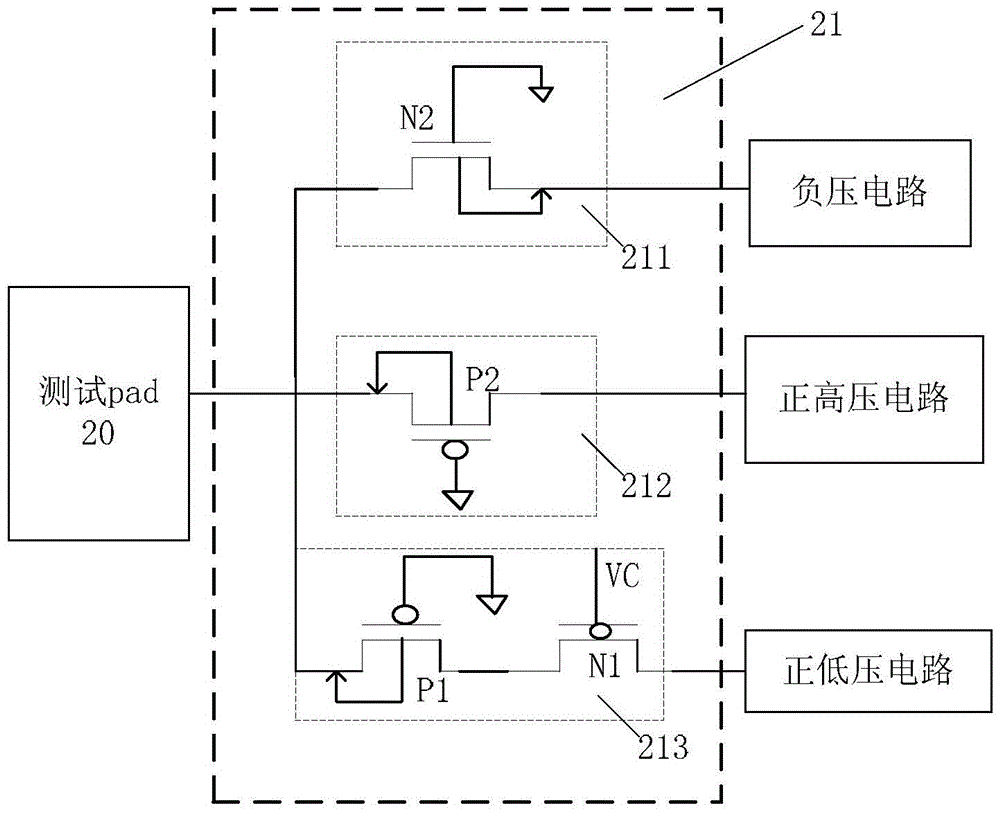 Test pad sharing circuit