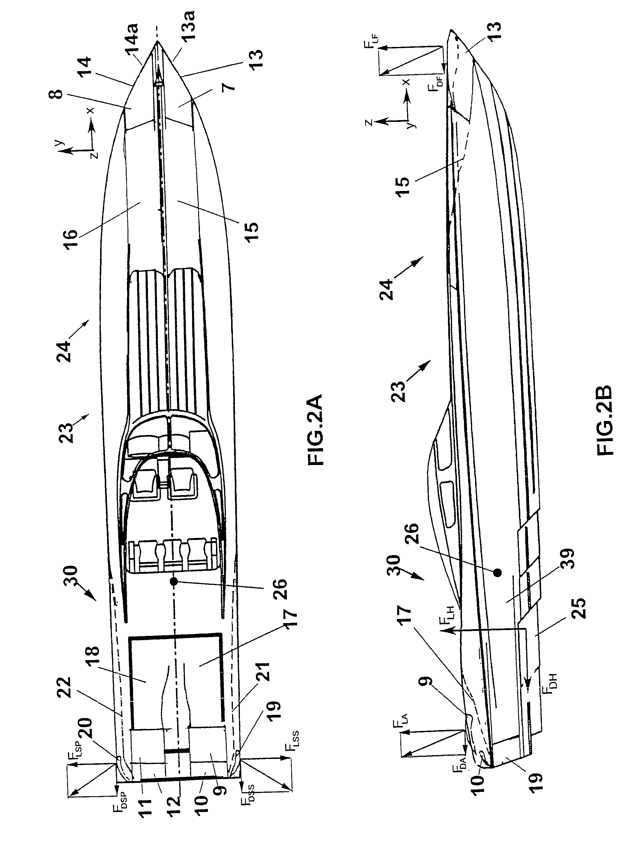 Methods and apparatus for aerodynamic and hydrodynamic drag reduction and attitude control for high speed boats