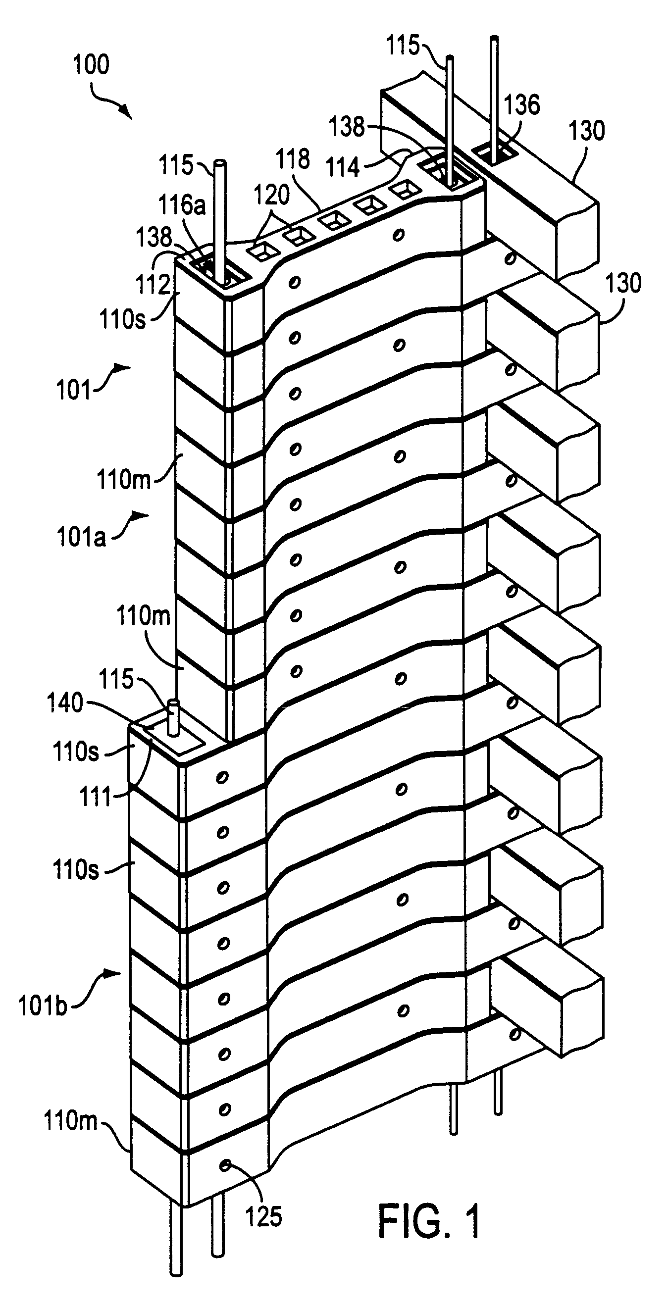 Pre-stressed modular retaining wall system and method