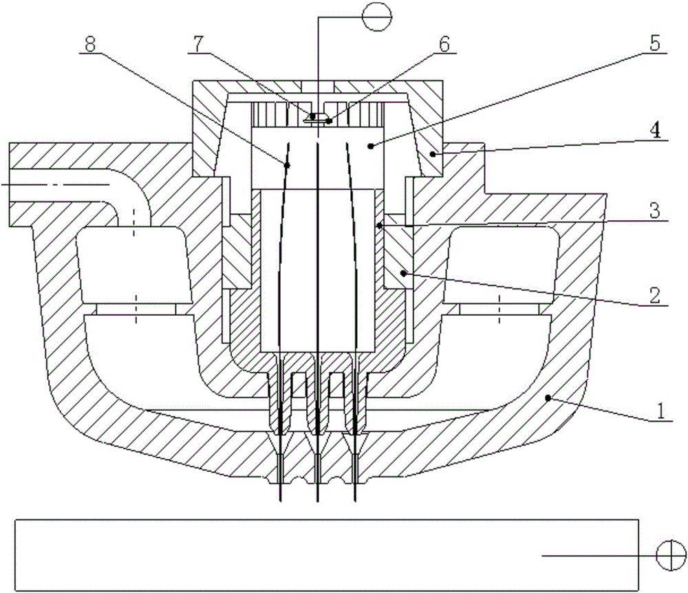 Flexible bunching cluster electrode jet flow electrolytic machining method and device