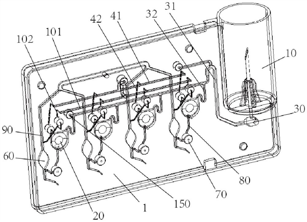 Reagent card and liquid detection device with same